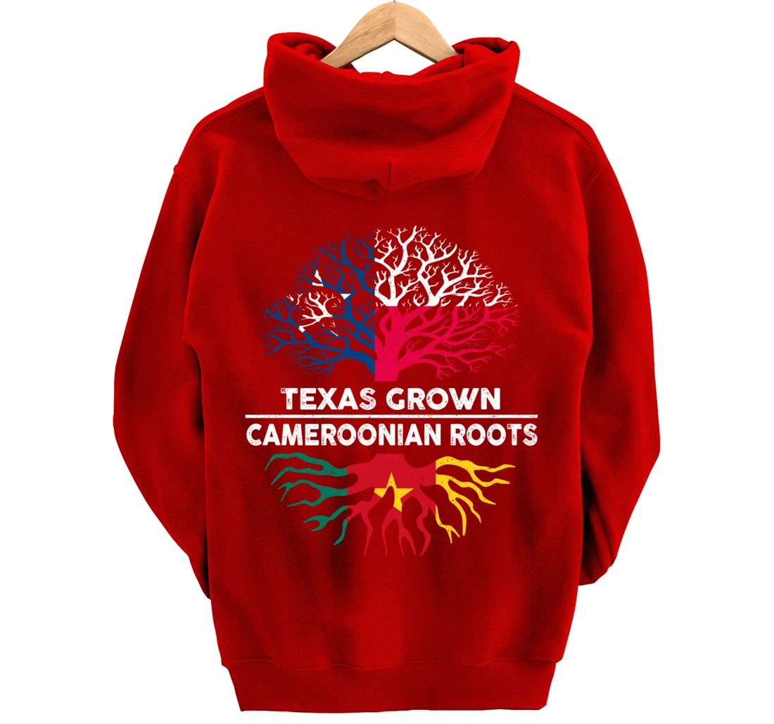 Texas Grown with Cameroonian Roots Tree USA Cameroon Flag Pullover Hoodie
