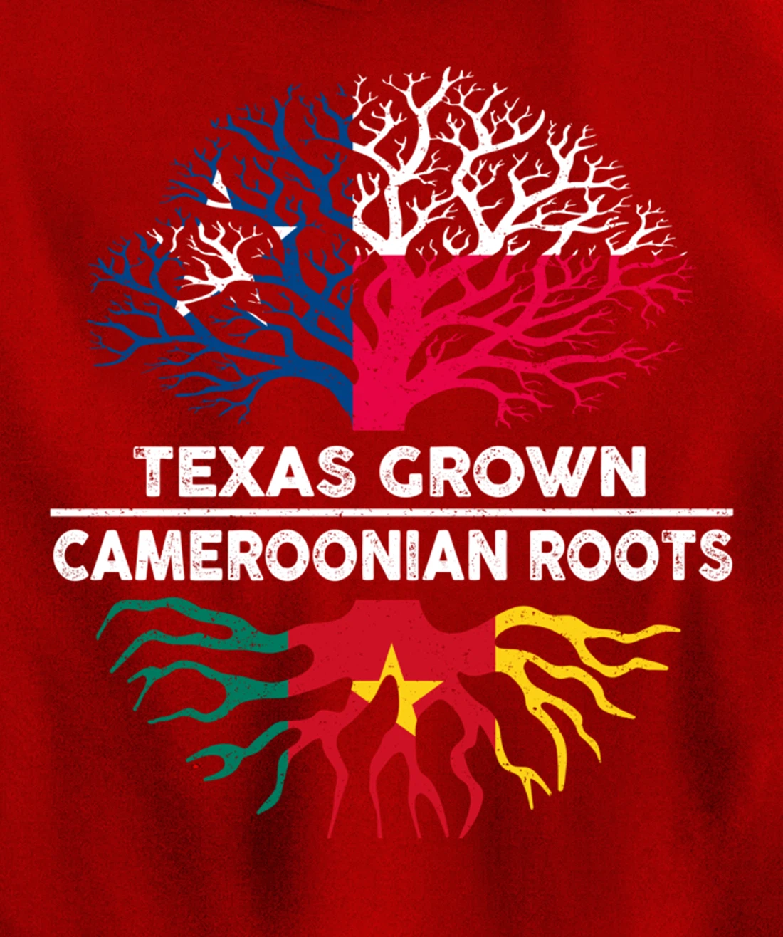 Texas Grown with Cameroonian Roots Tree USA Cameroon Flag Pullover Hoodie