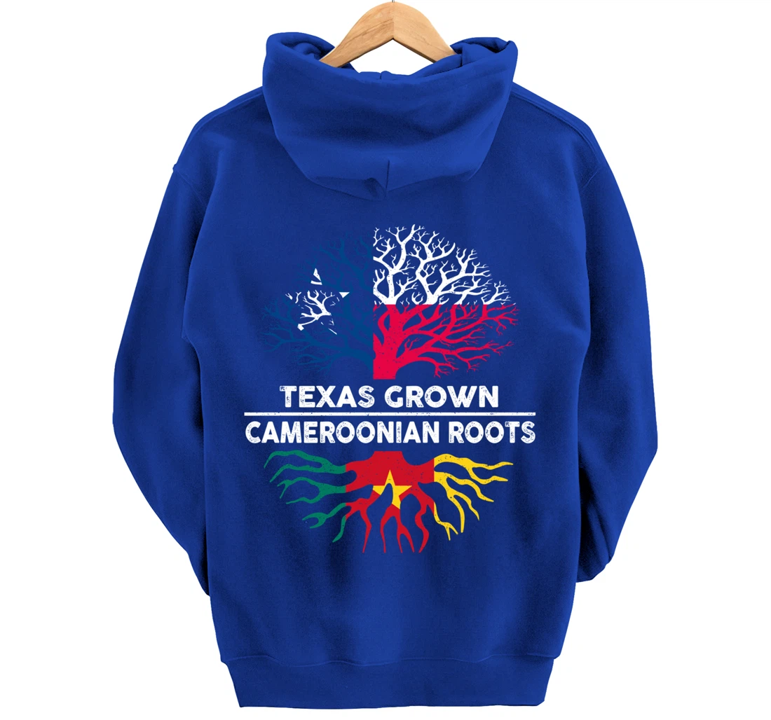 Texas Grown with Cameroonian Roots Tree USA Cameroon Flag Pullover Hoodie