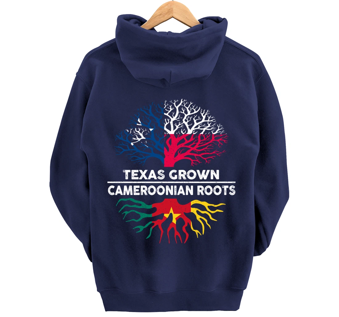 Texas Grown with Cameroonian Roots Tree USA Cameroon Flag Pullover Hoodie