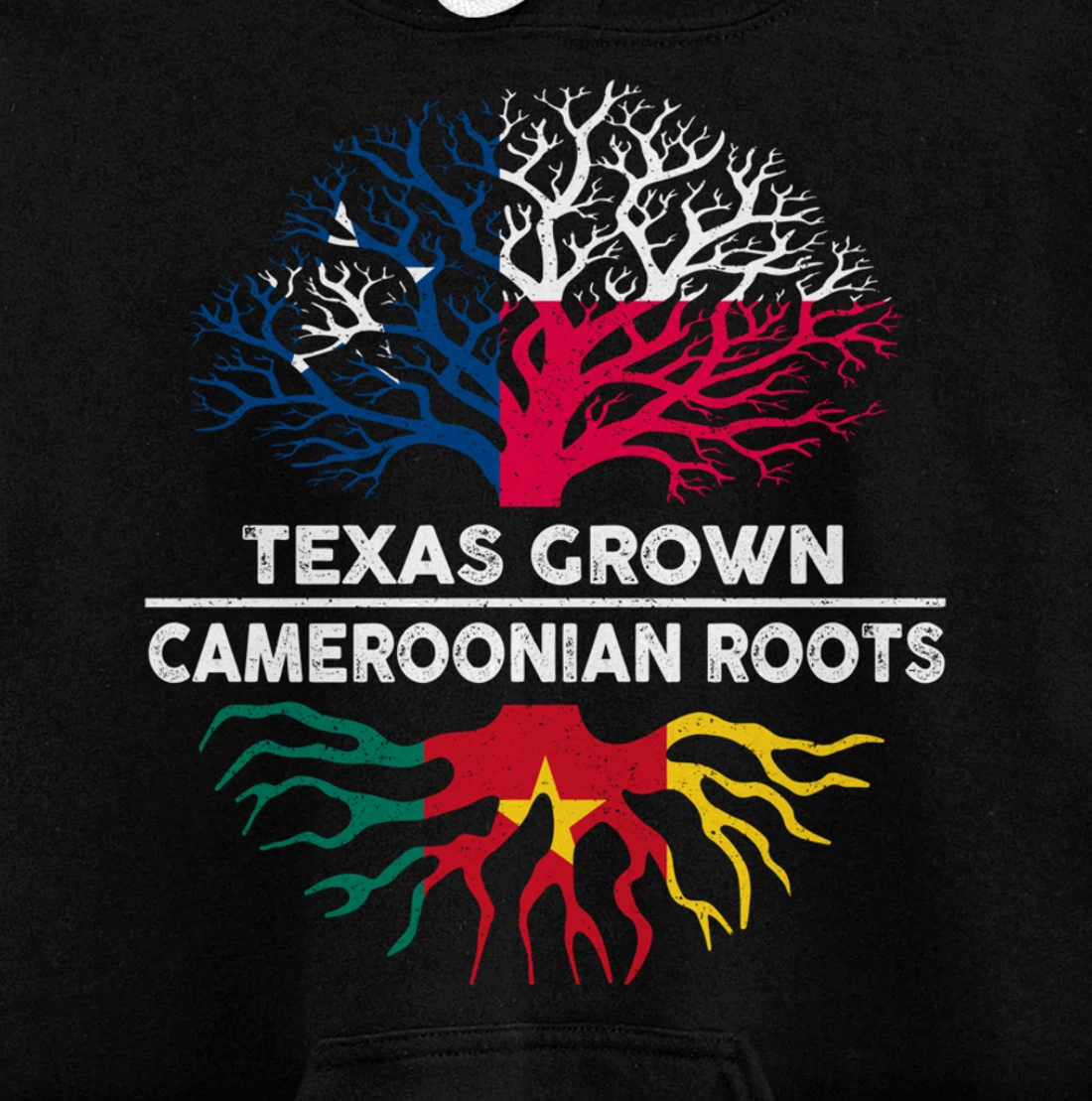 Texas Grown with Cameroonian Roots Tree USA Cameroon Flag Pullover Hoodie
