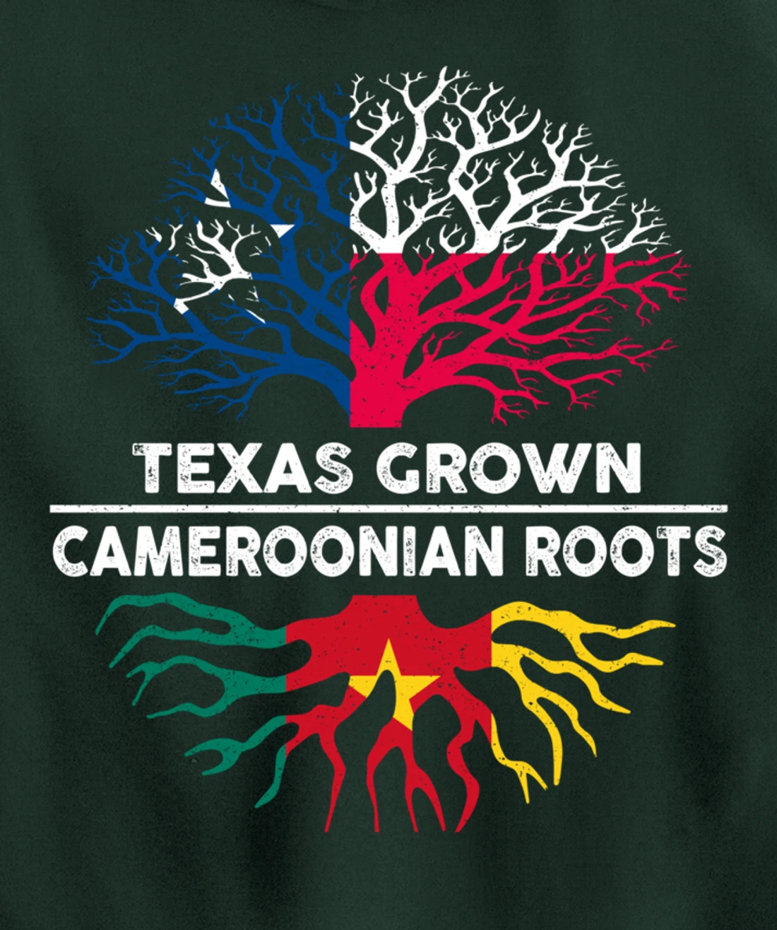 Texas Grown with Cameroonian Roots Tree USA Cameroon Flag Pullover Hoodie