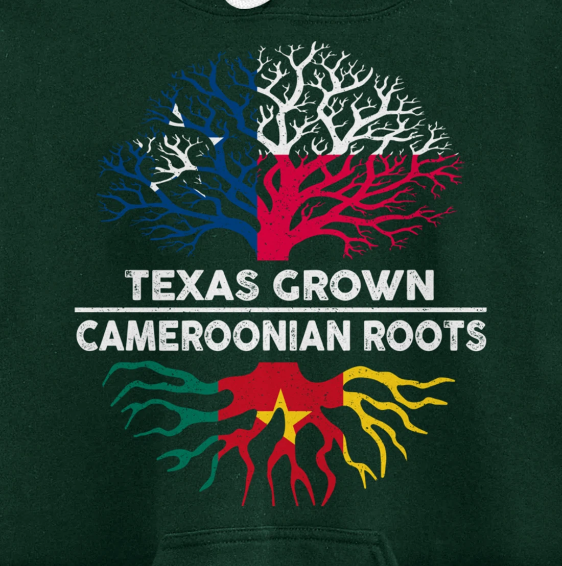 Texas Grown with Cameroonian Roots Tree USA Cameroon Flag Pullover Hoodie