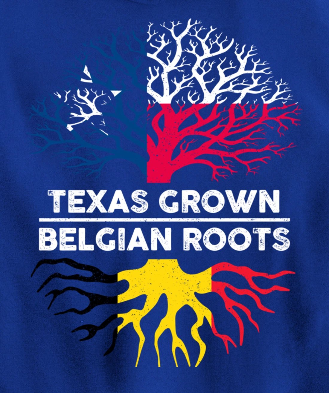 Texas Grown with Belgian Roots Tree USA Belgium Flag Pullover Hoodie