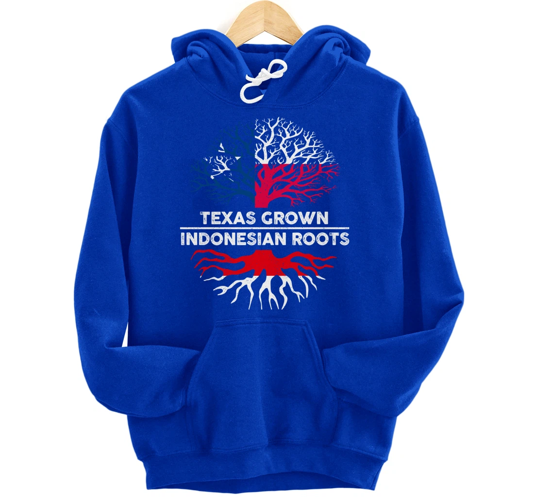 Texas Grown with Indonesian Roots Tree USA Indonesia Flag Pullover Hoodie