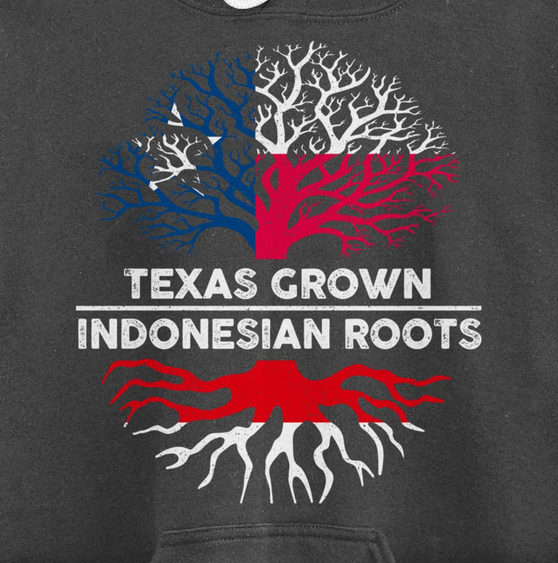 Texas Grown with Indonesian Roots Tree USA Indonesia Flag Pullover Hoodie