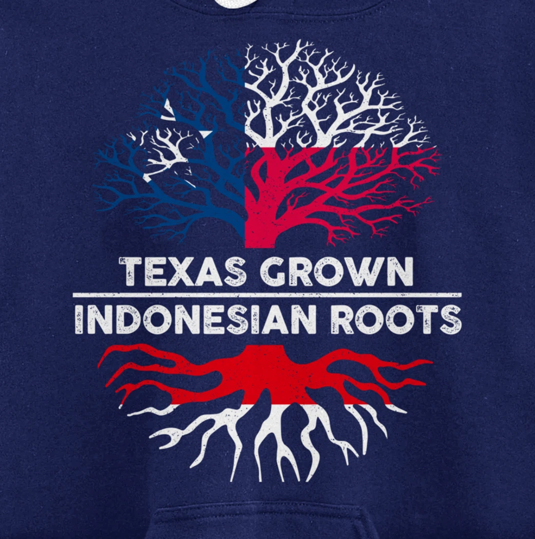 Texas Grown with Indonesian Roots Tree USA Indonesia Flag Pullover Hoodie