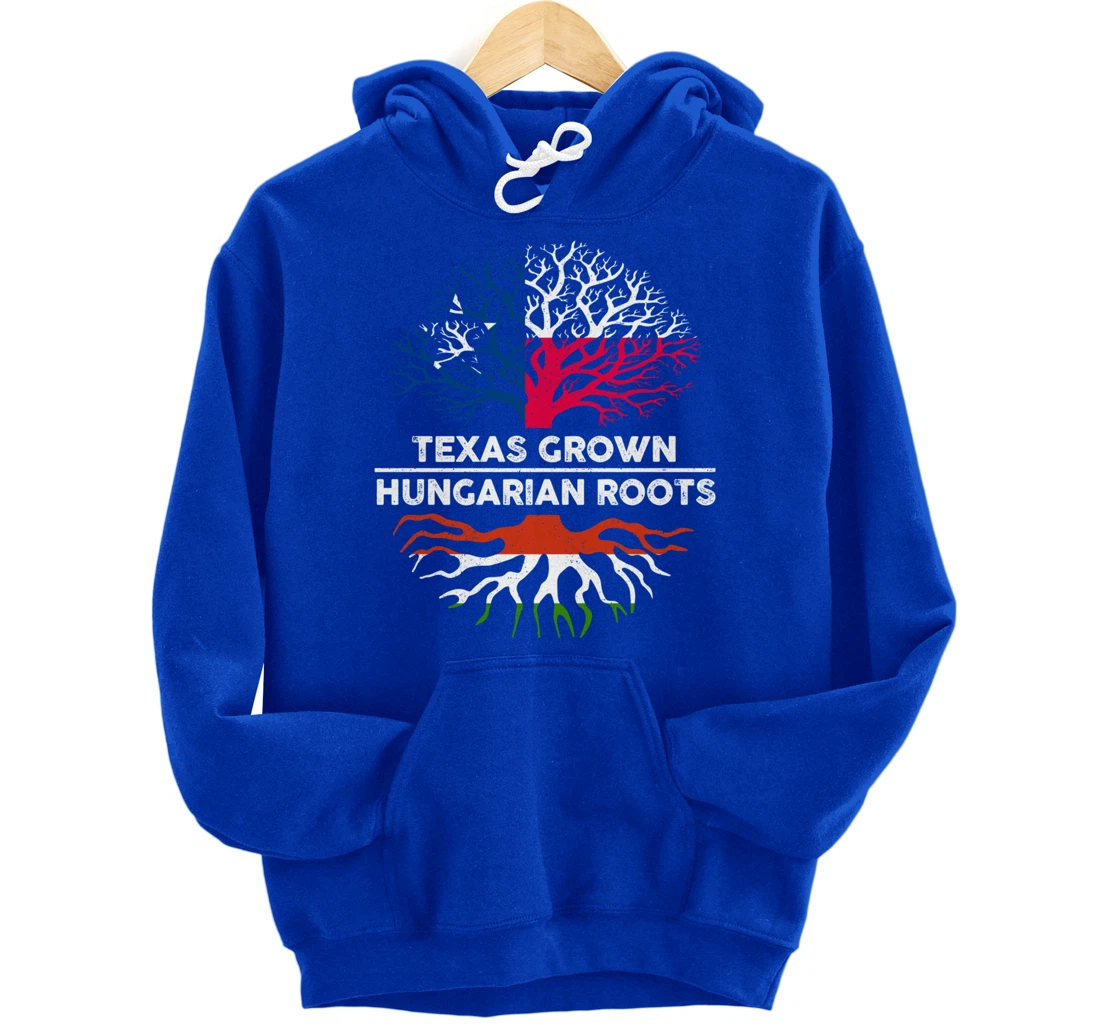 Texas Grown with Hungarian Roots Tree USA Hungary Flag Pullover Hoodie