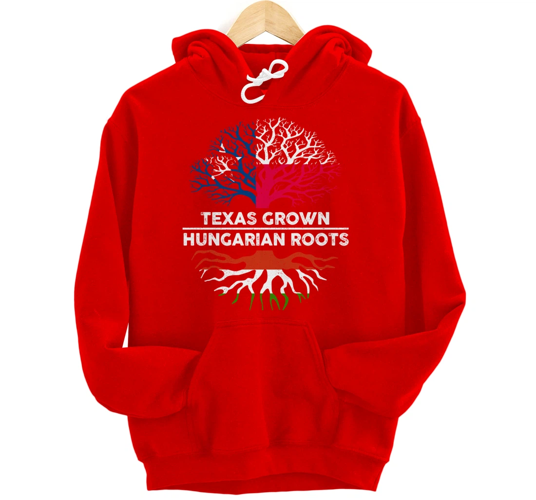 Texas Grown with Hungarian Roots Tree USA Hungary Flag Pullover Hoodie