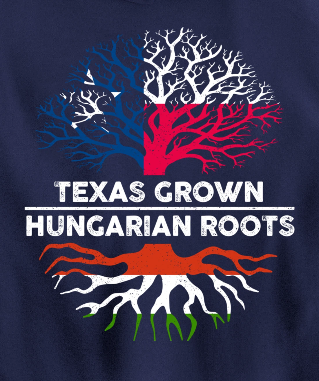 Texas Grown with Hungarian Roots Tree USA Hungary Flag Pullover Hoodie