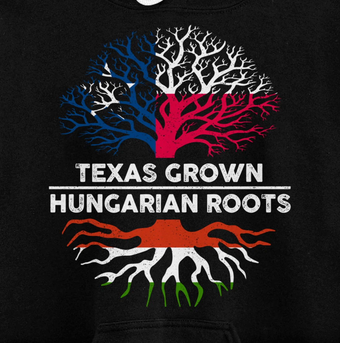 Texas Grown with Hungarian Roots Tree USA Hungary Flag Pullover Hoodie