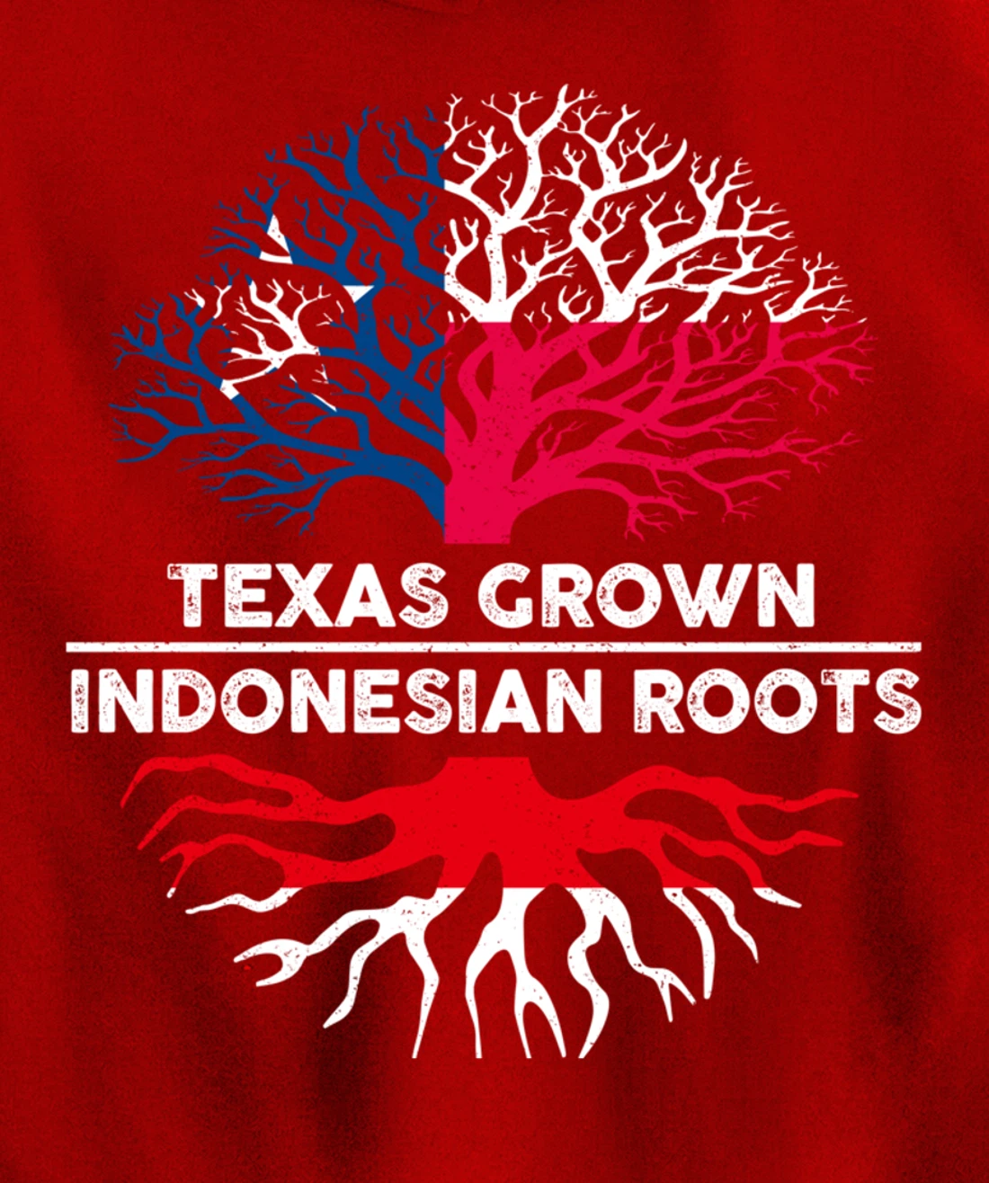 Texas Grown with Indonesian Roots Tree USA Indonesia Flag Pullover Hoodie