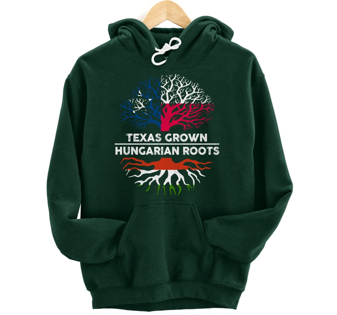 Texas Grown with Hungarian Roots Tree USA Hungary Flag Pullover Hoodie