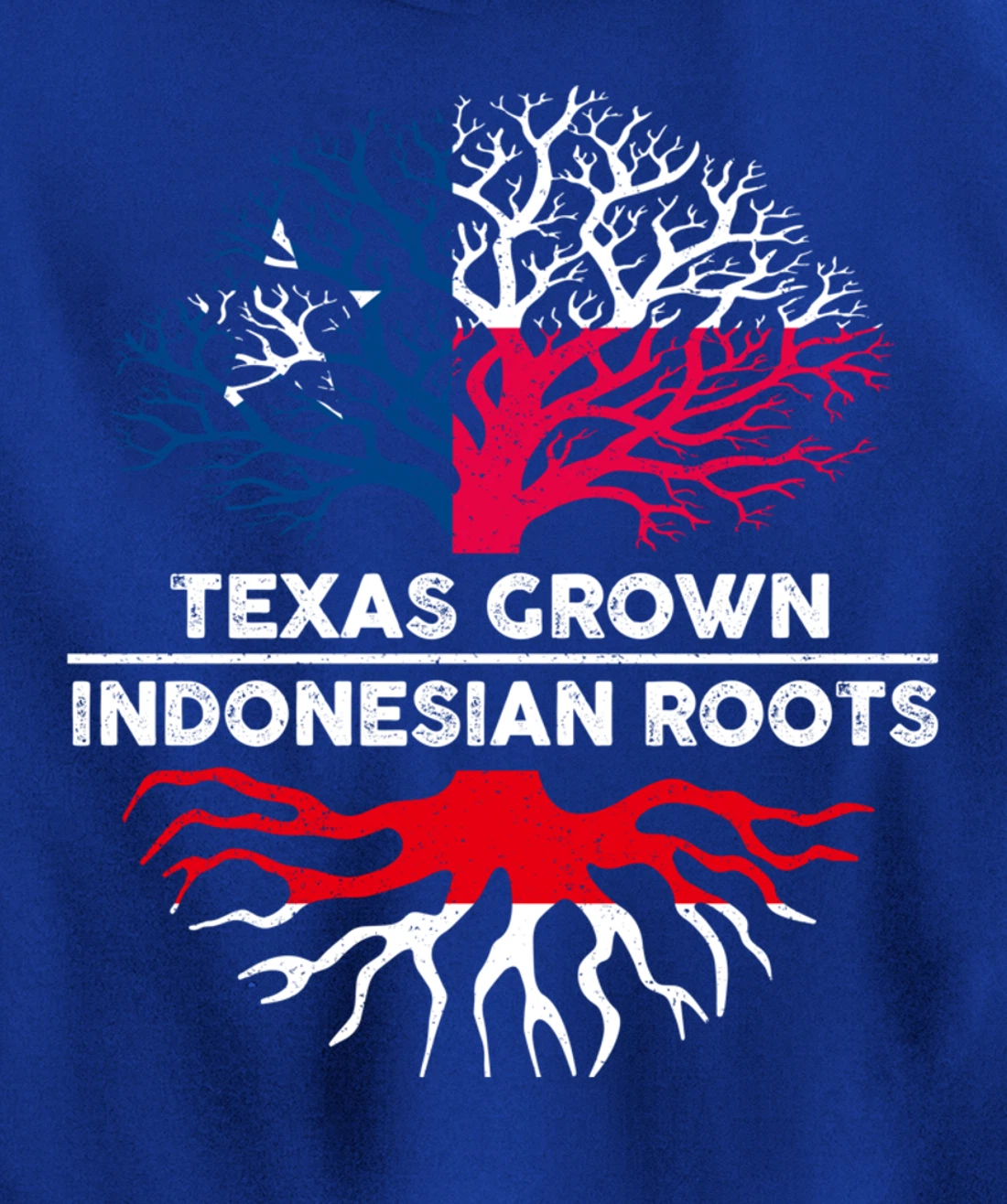 Texas Grown with Indonesian Roots Tree USA Indonesia Flag Pullover Hoodie