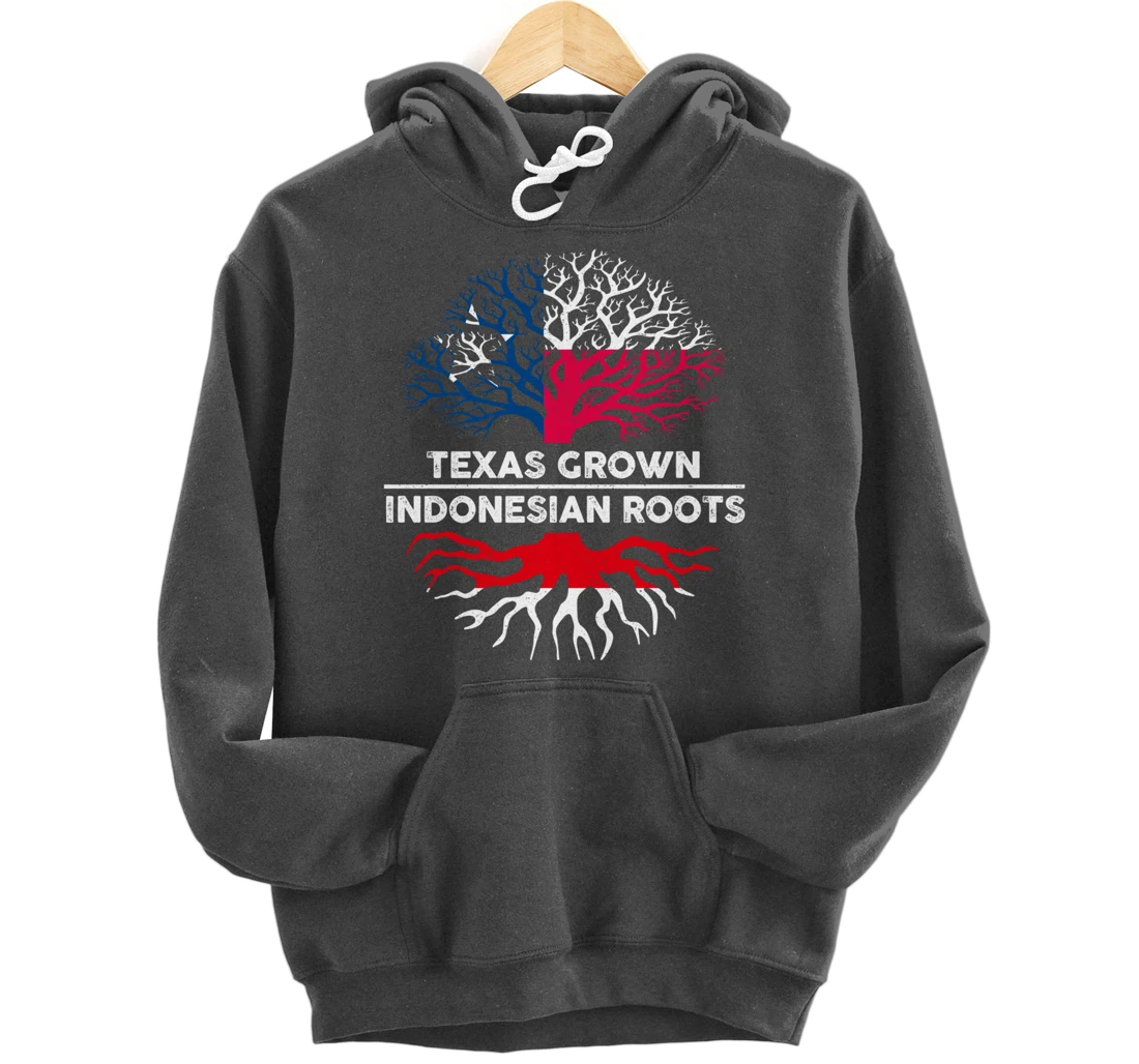 Texas Grown with Indonesian Roots Tree USA Indonesia Flag Pullover Hoodie