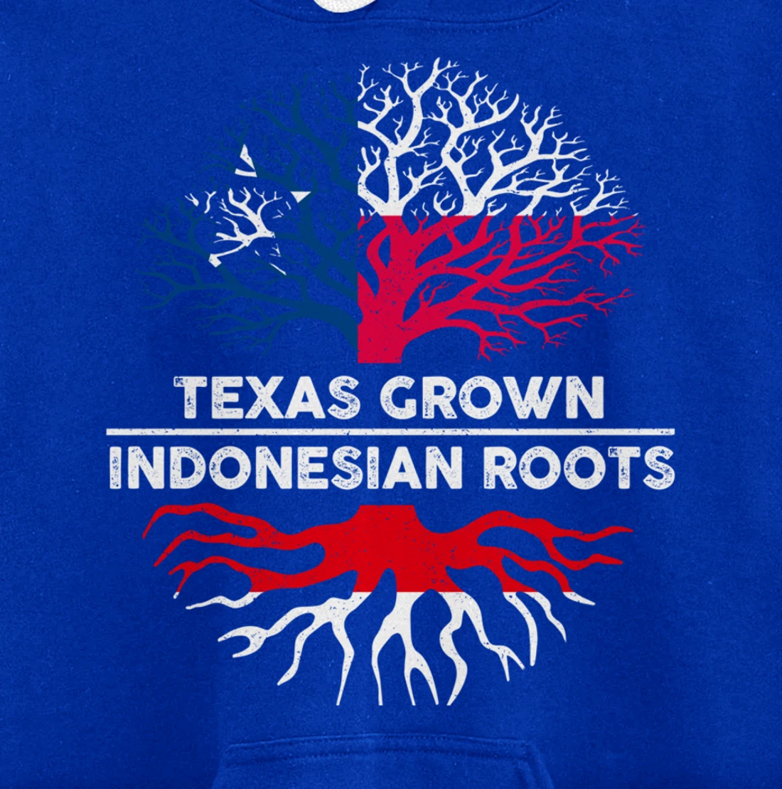 Texas Grown with Indonesian Roots Tree USA Indonesia Flag Pullover Hoodie