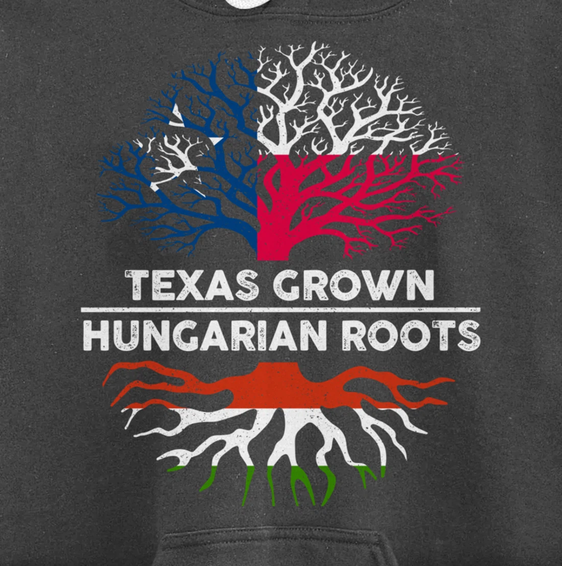 Texas Grown with Hungarian Roots Tree USA Hungary Flag Pullover Hoodie