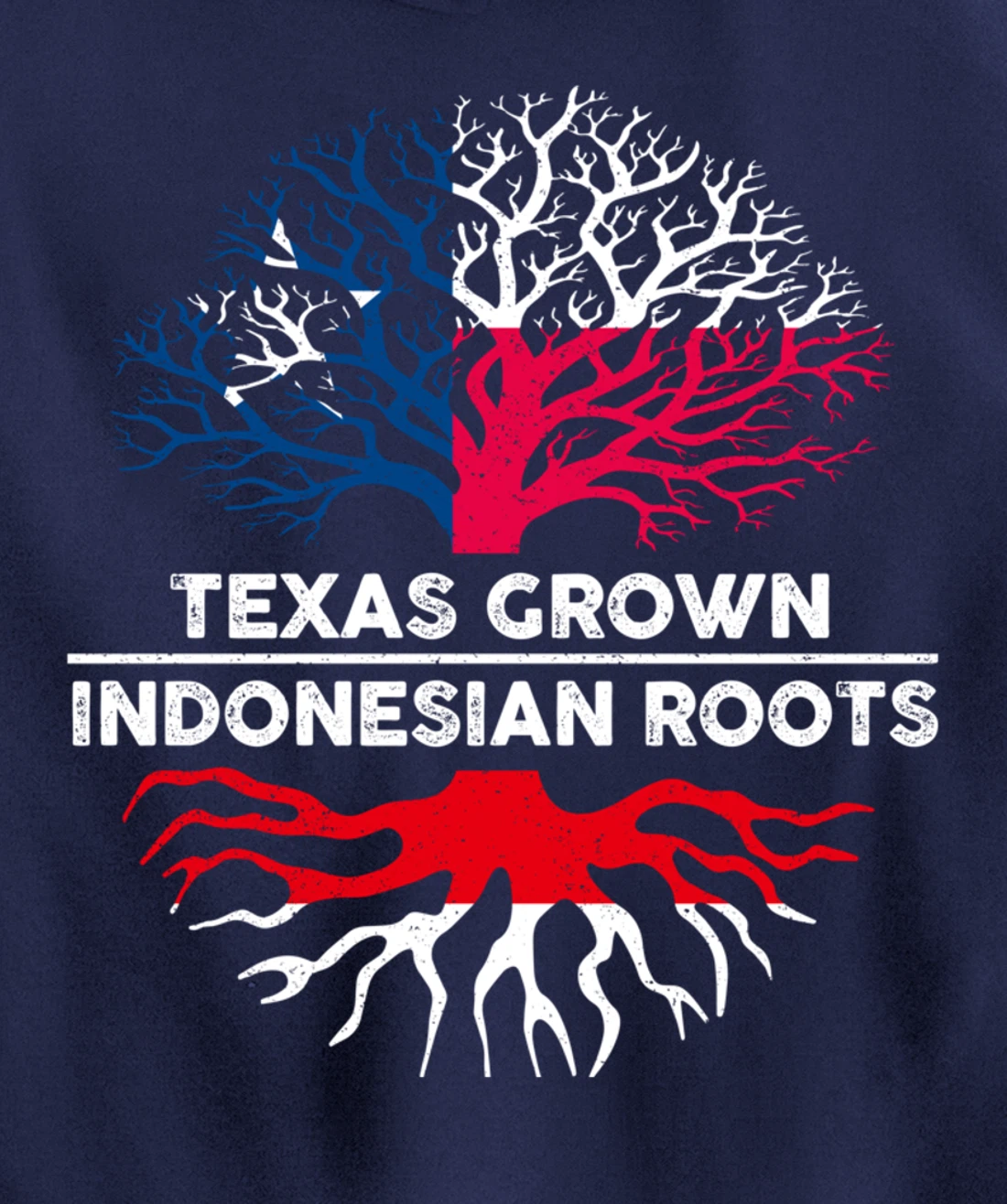 Texas Grown with Indonesian Roots Tree USA Indonesia Flag Pullover Hoodie