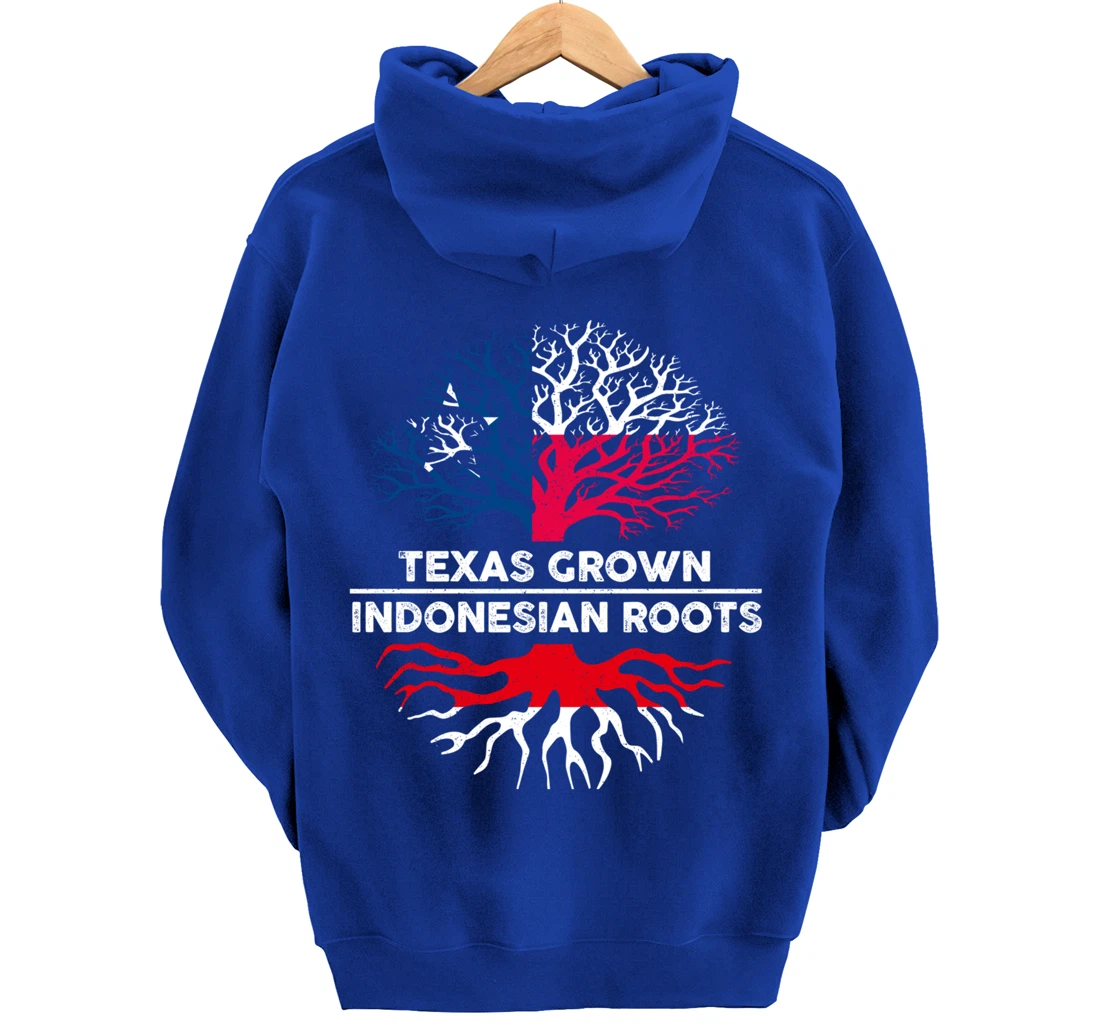 Texas Grown with Indonesian Roots Tree USA Indonesia Flag Pullover Hoodie