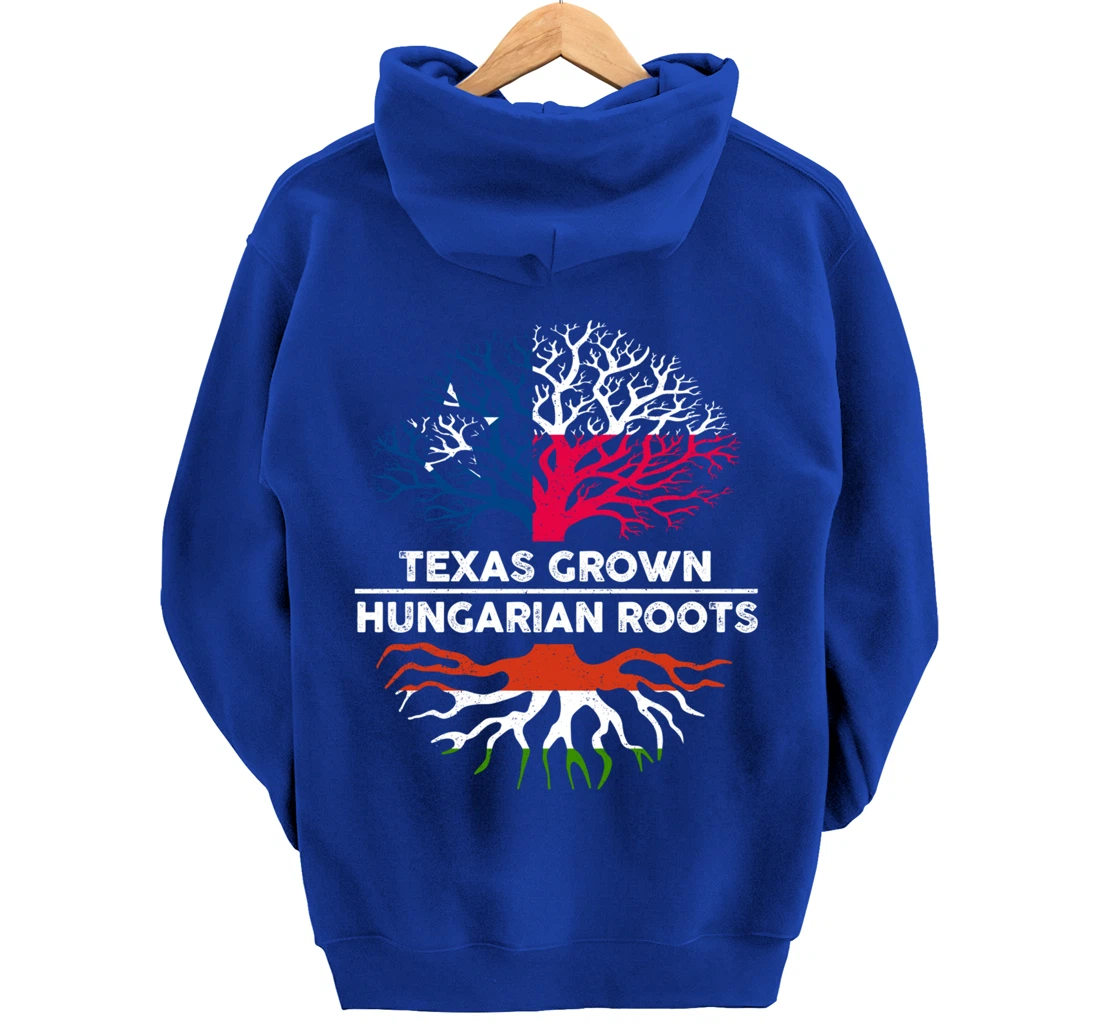 Texas Grown with Hungarian Roots Tree USA Hungary Flag Pullover Hoodie