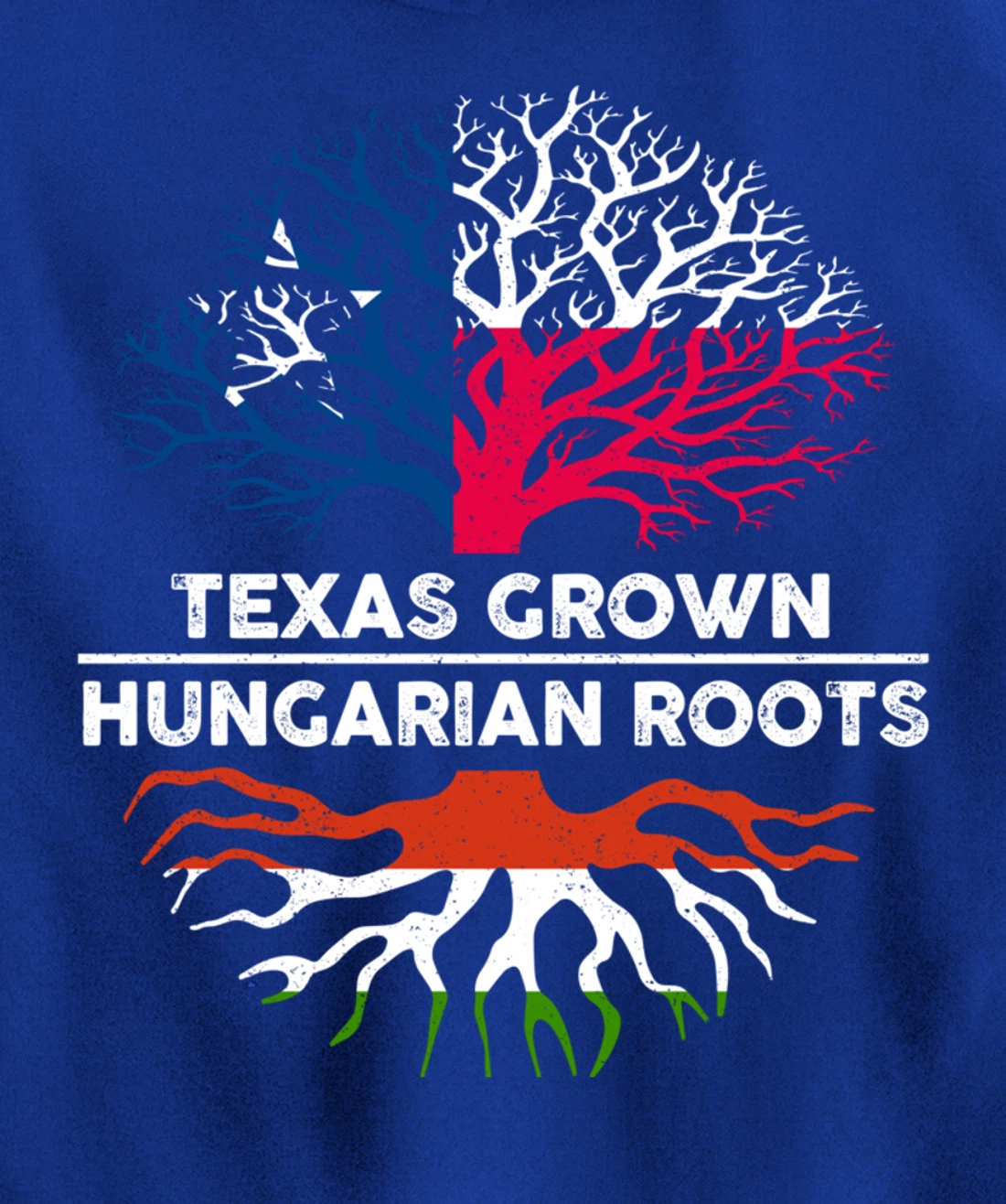 Texas Grown with Hungarian Roots Tree USA Hungary Flag Pullover Hoodie
