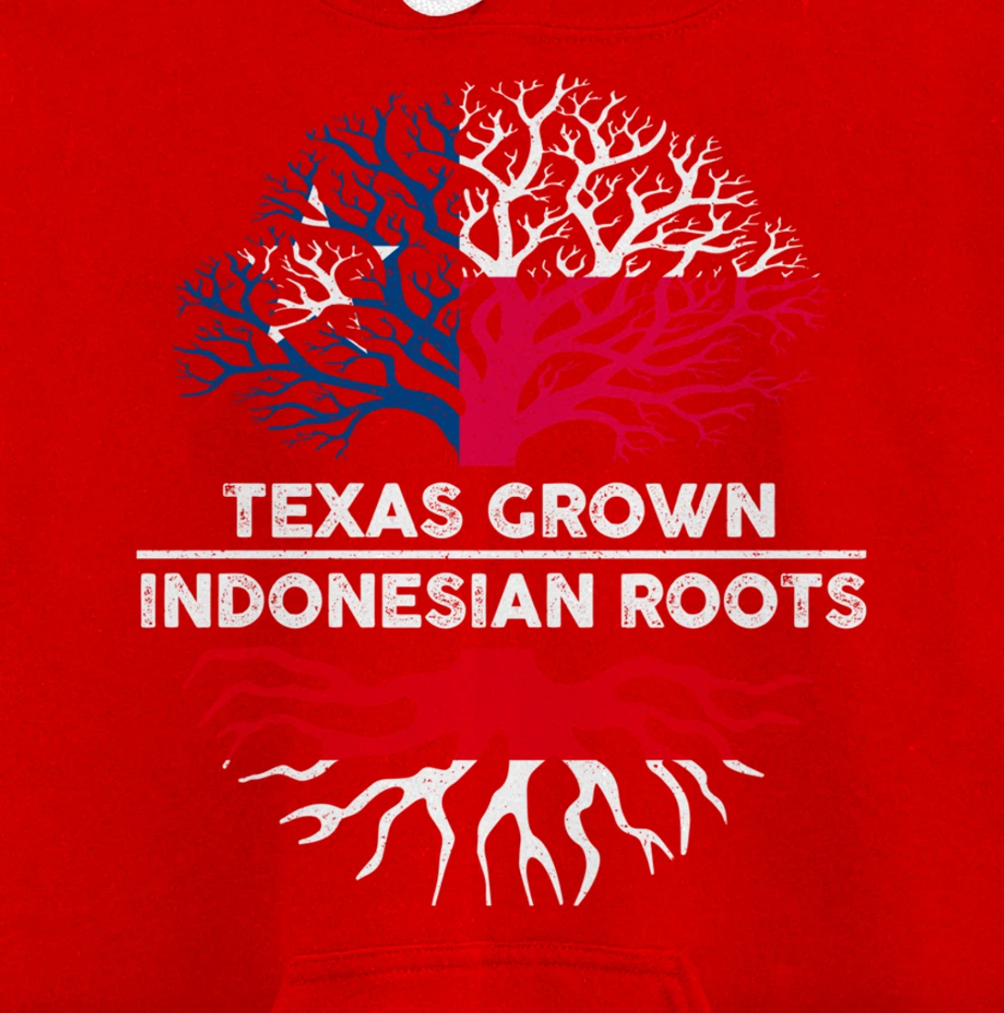 Texas Grown with Indonesian Roots Tree USA Indonesia Flag Pullover Hoodie