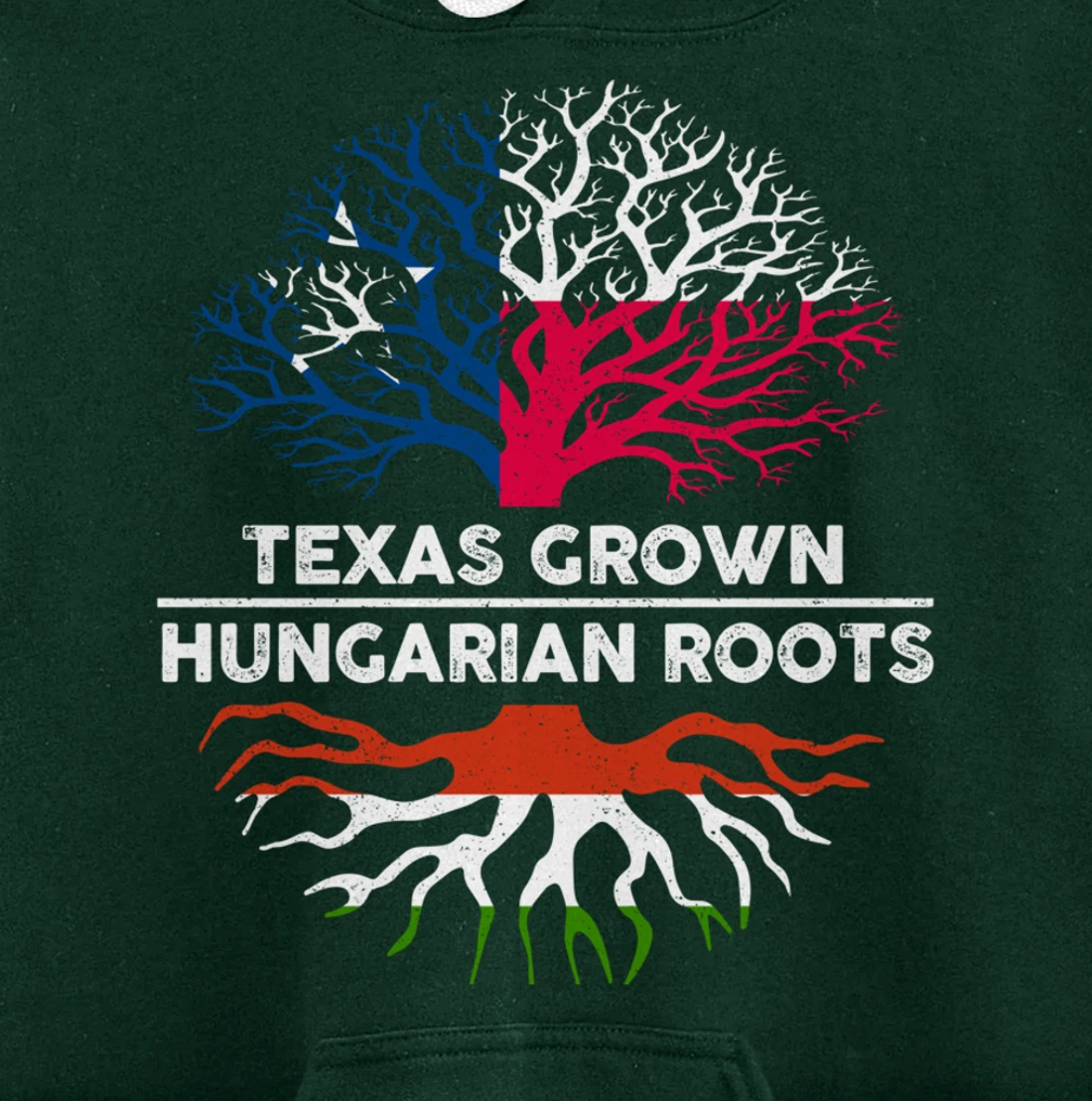 Texas Grown with Hungarian Roots Tree USA Hungary Flag Pullover Hoodie