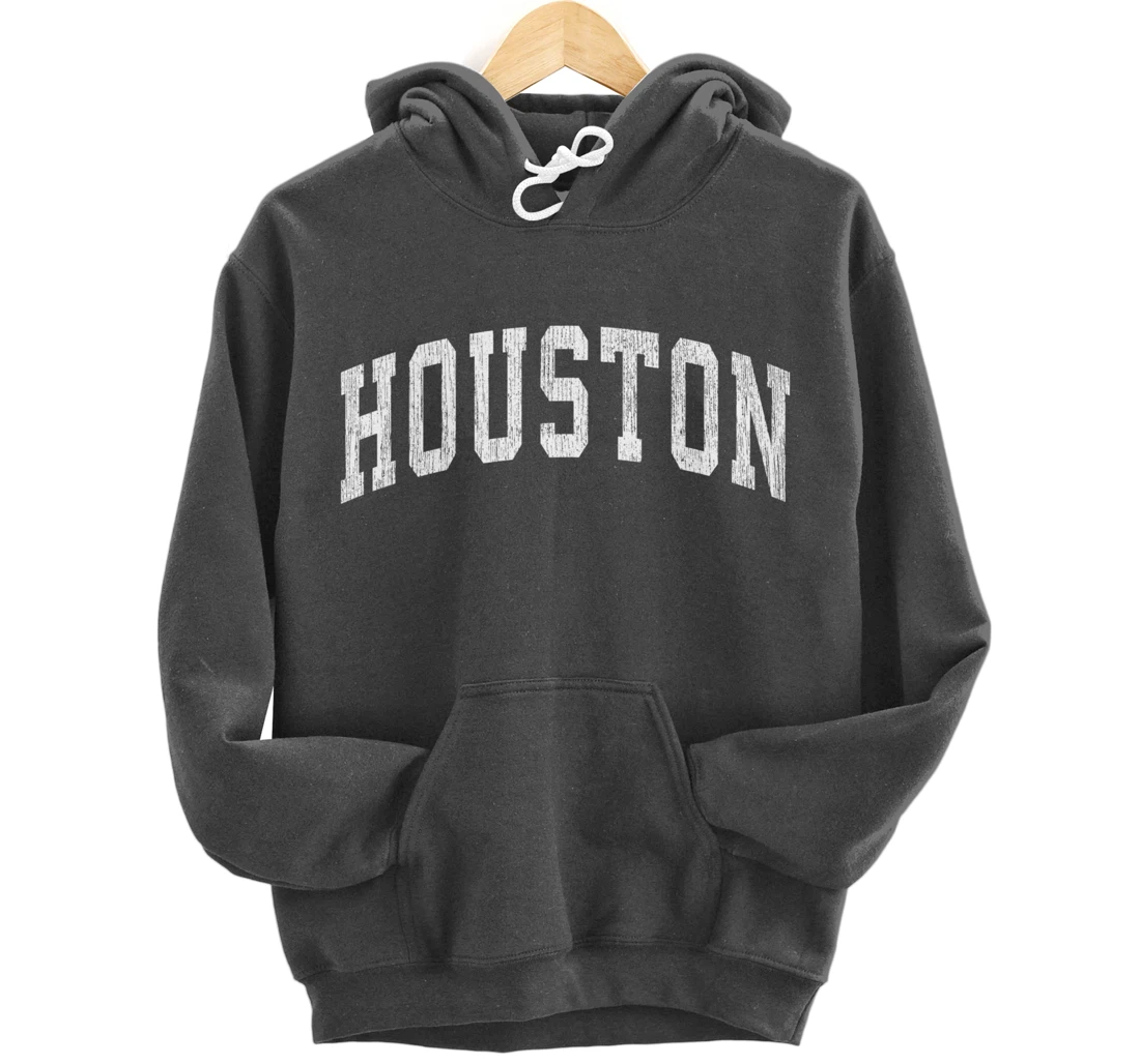 Houston Texas TX Vintage Athletic Sports Design Pullover Hoodie