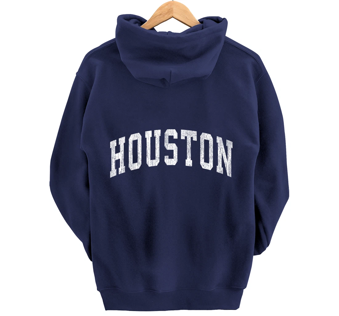 Houston Texas TX Vintage Athletic Sports Design Pullover Hoodie