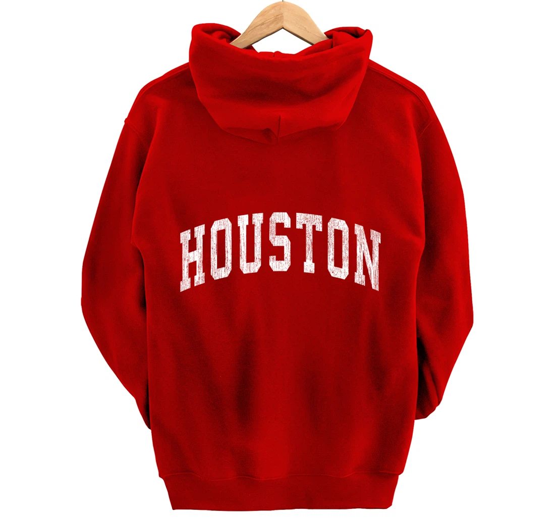 Houston Texas TX Vintage Athletic Sports Design Pullover Hoodie