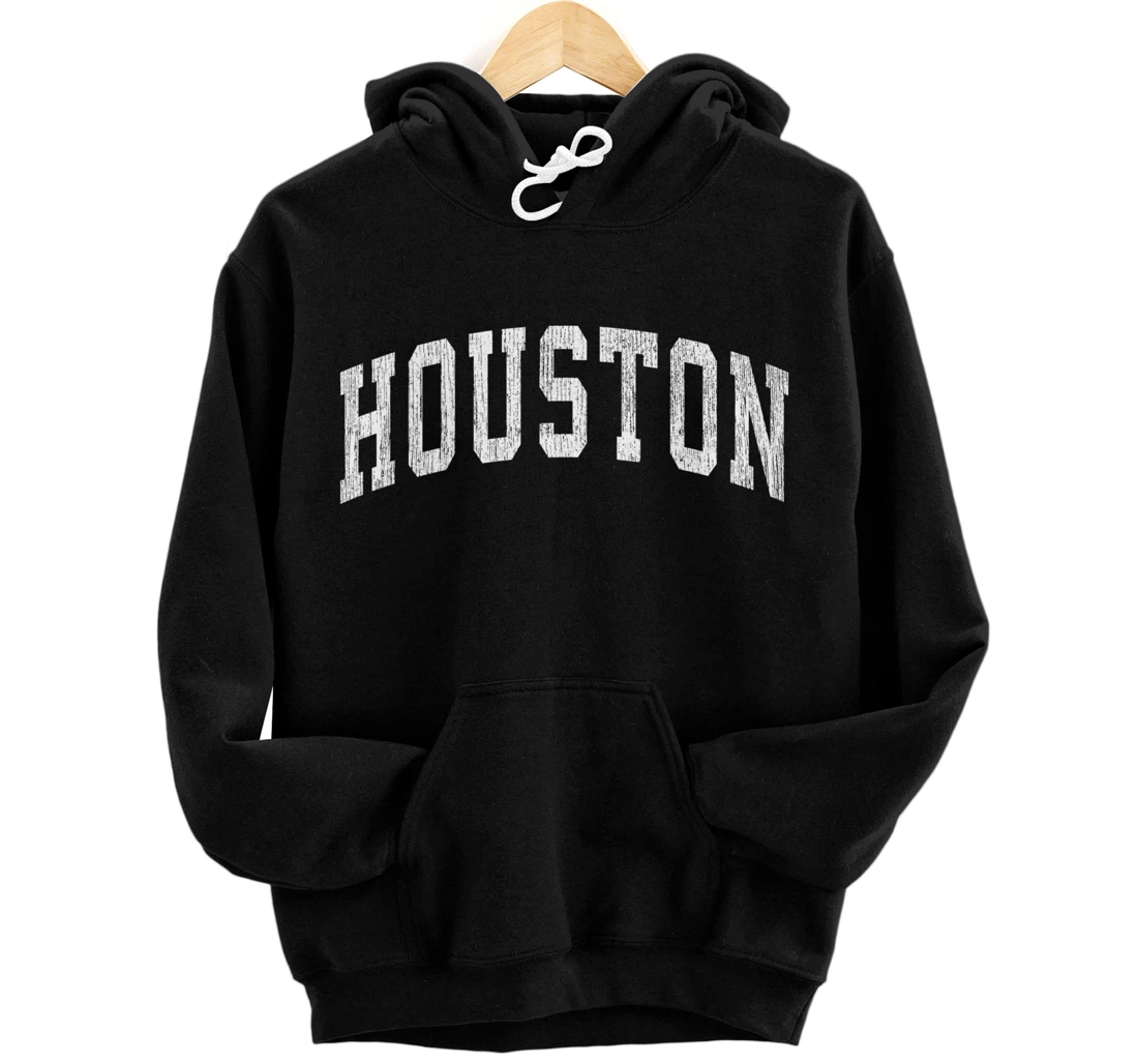 Houston Texas TX Vintage Athletic Sports Design Pullover Hoodie