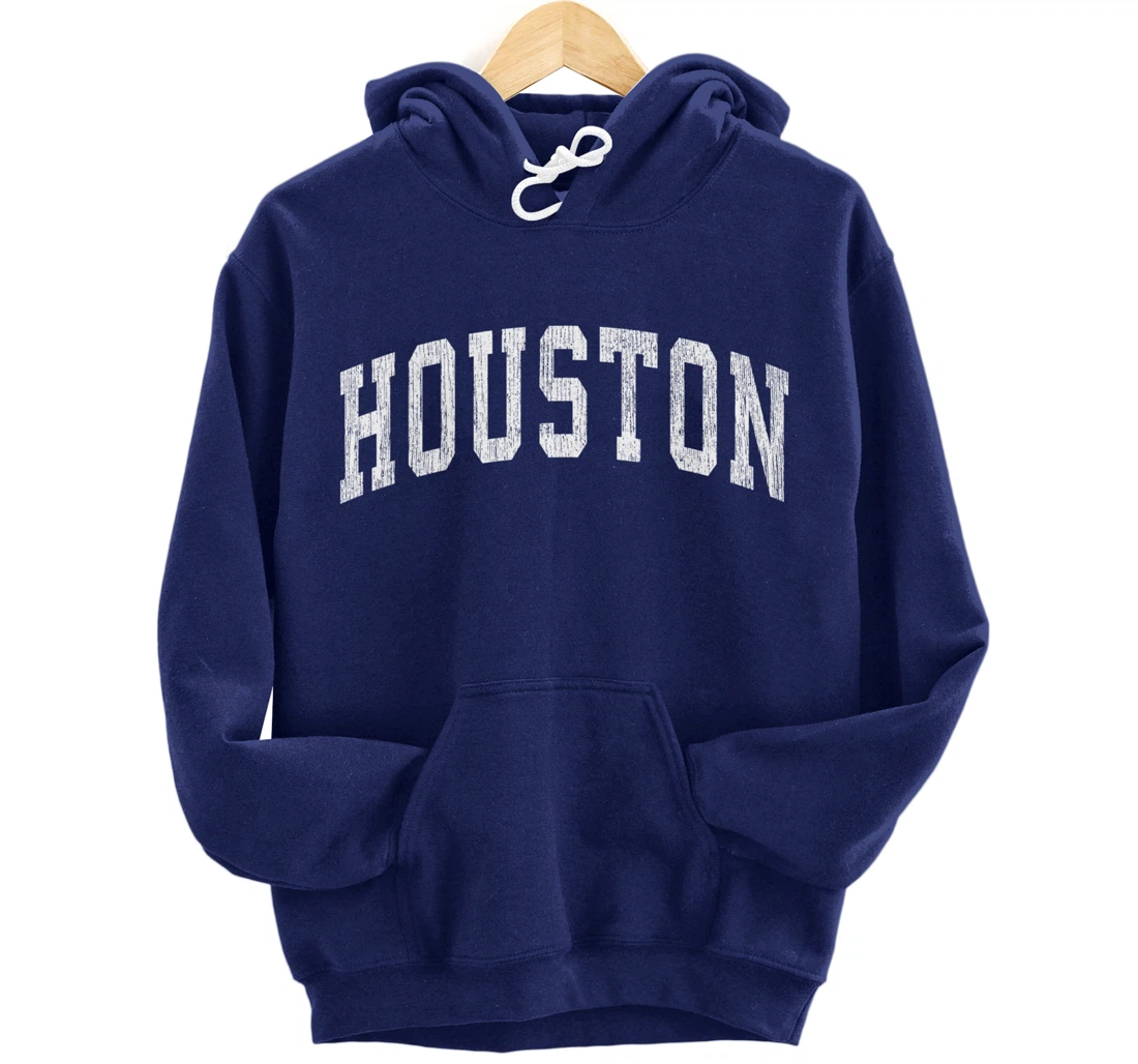 Houston Texas TX Vintage Athletic Sports Design Pullover Hoodie