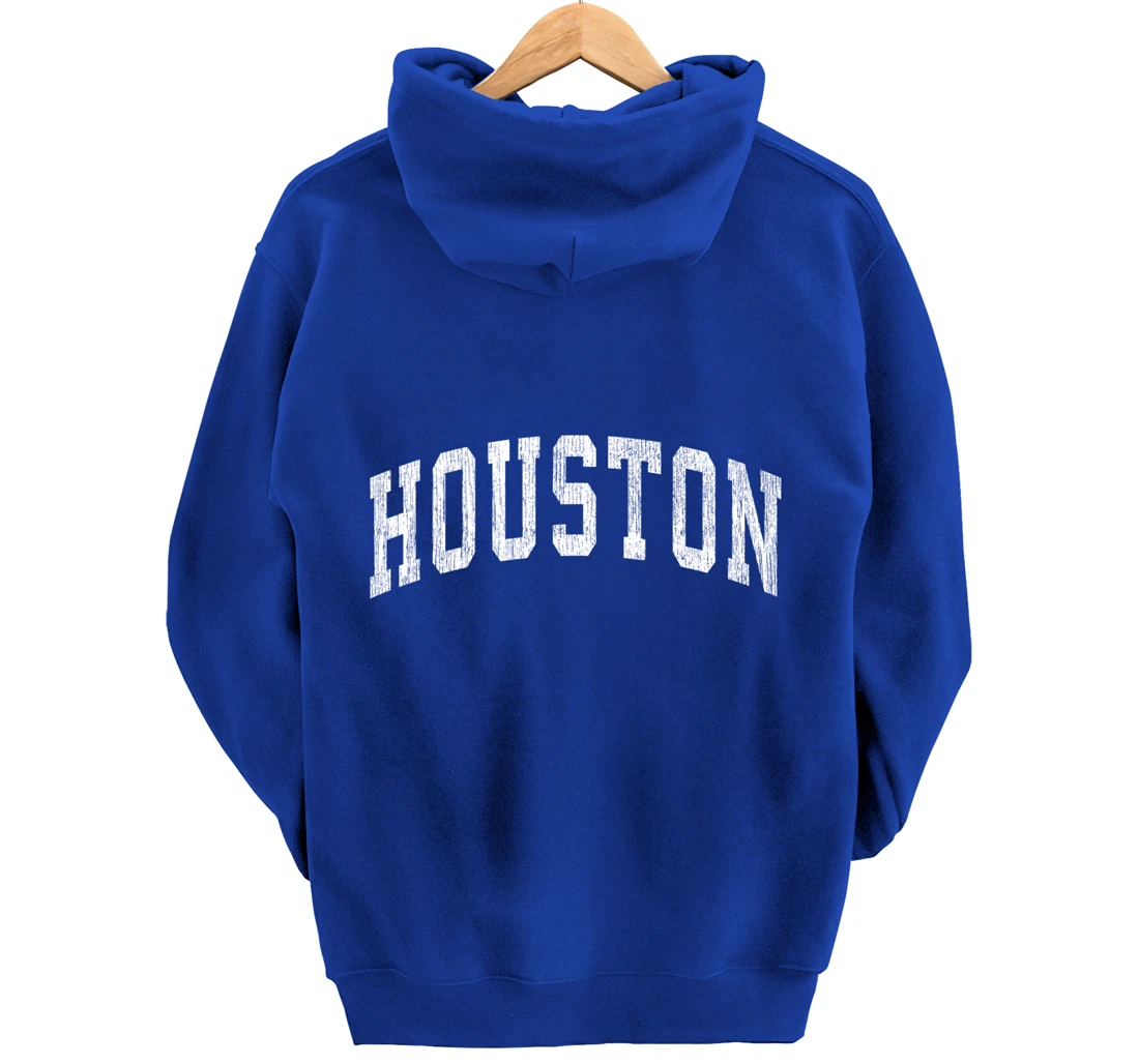 Houston Texas TX Vintage Athletic Sports Design Pullover Hoodie