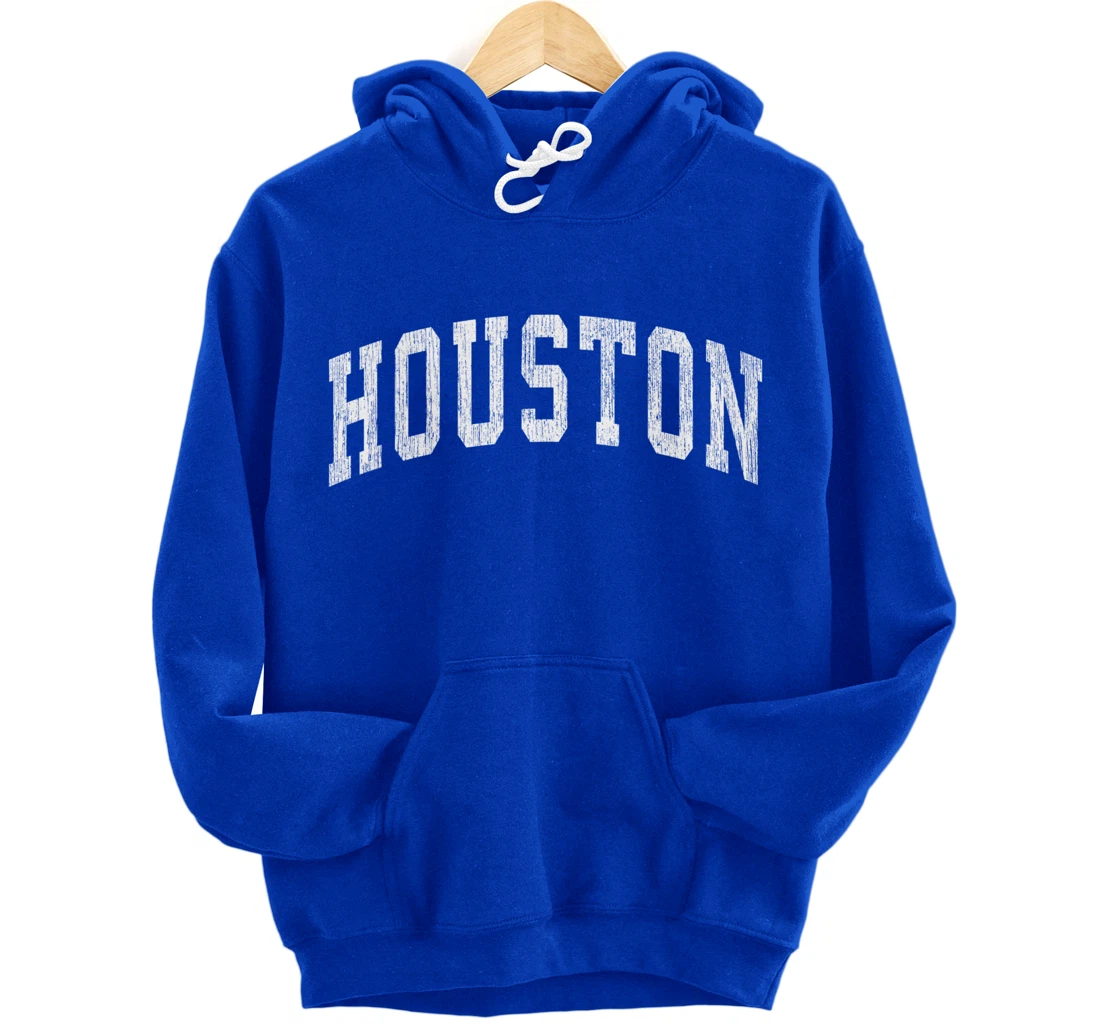 Houston Texas TX Vintage Athletic Sports Design Pullover Hoodie