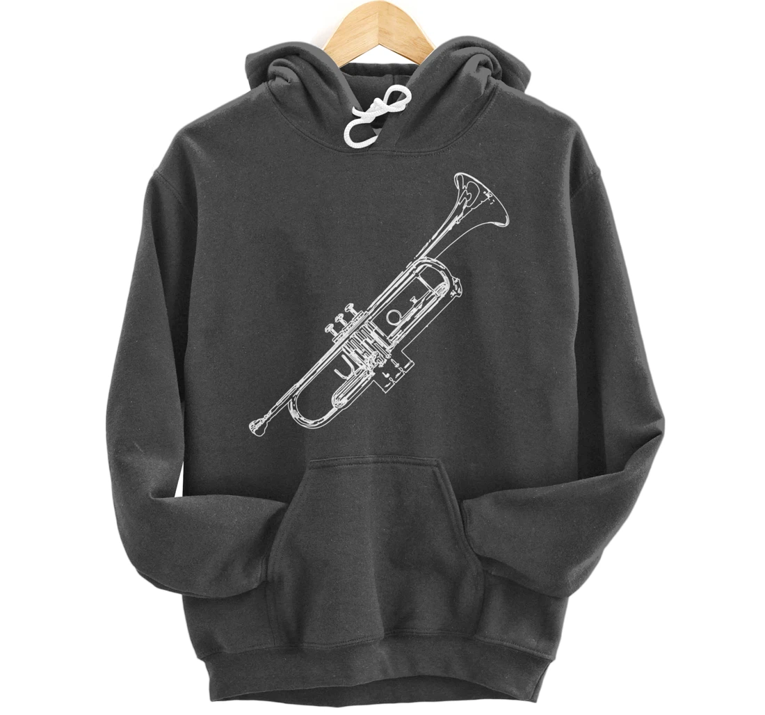 Retro Trumpet Sketch for Trumpet Player Pullover Hoodie