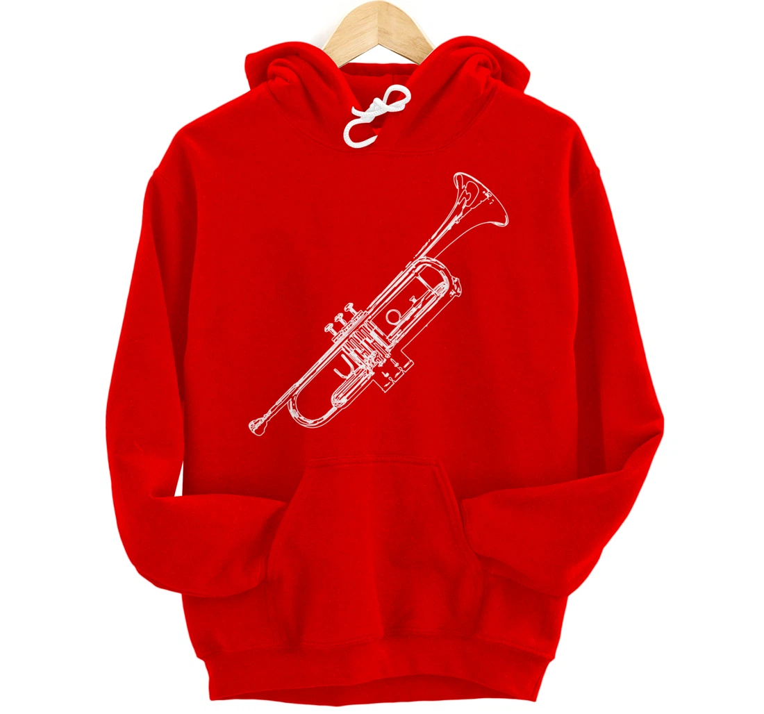Retro Trumpet Sketch for Trumpet Player Pullover Hoodie