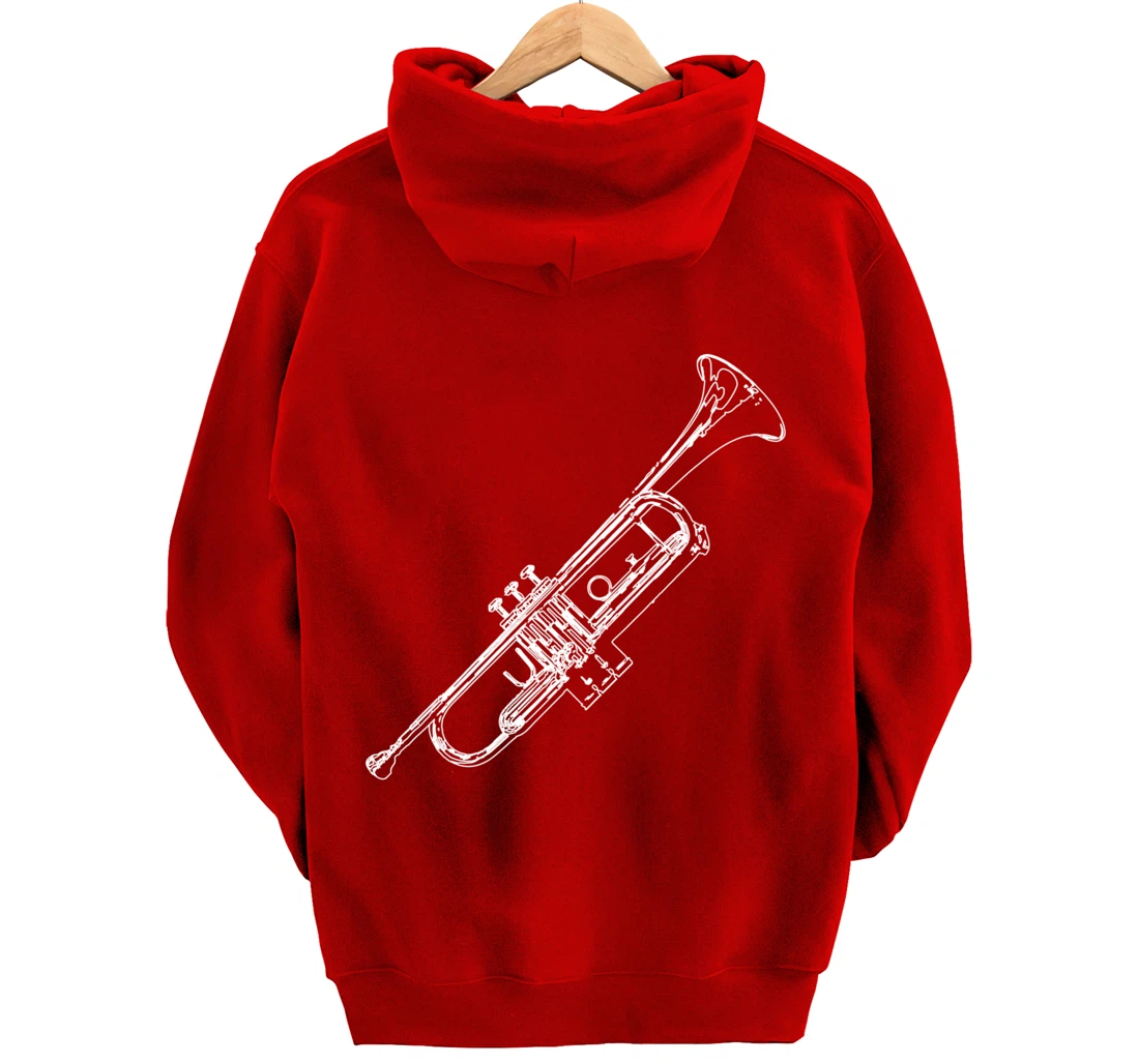 Retro Trumpet Sketch for Trumpet Player Pullover Hoodie