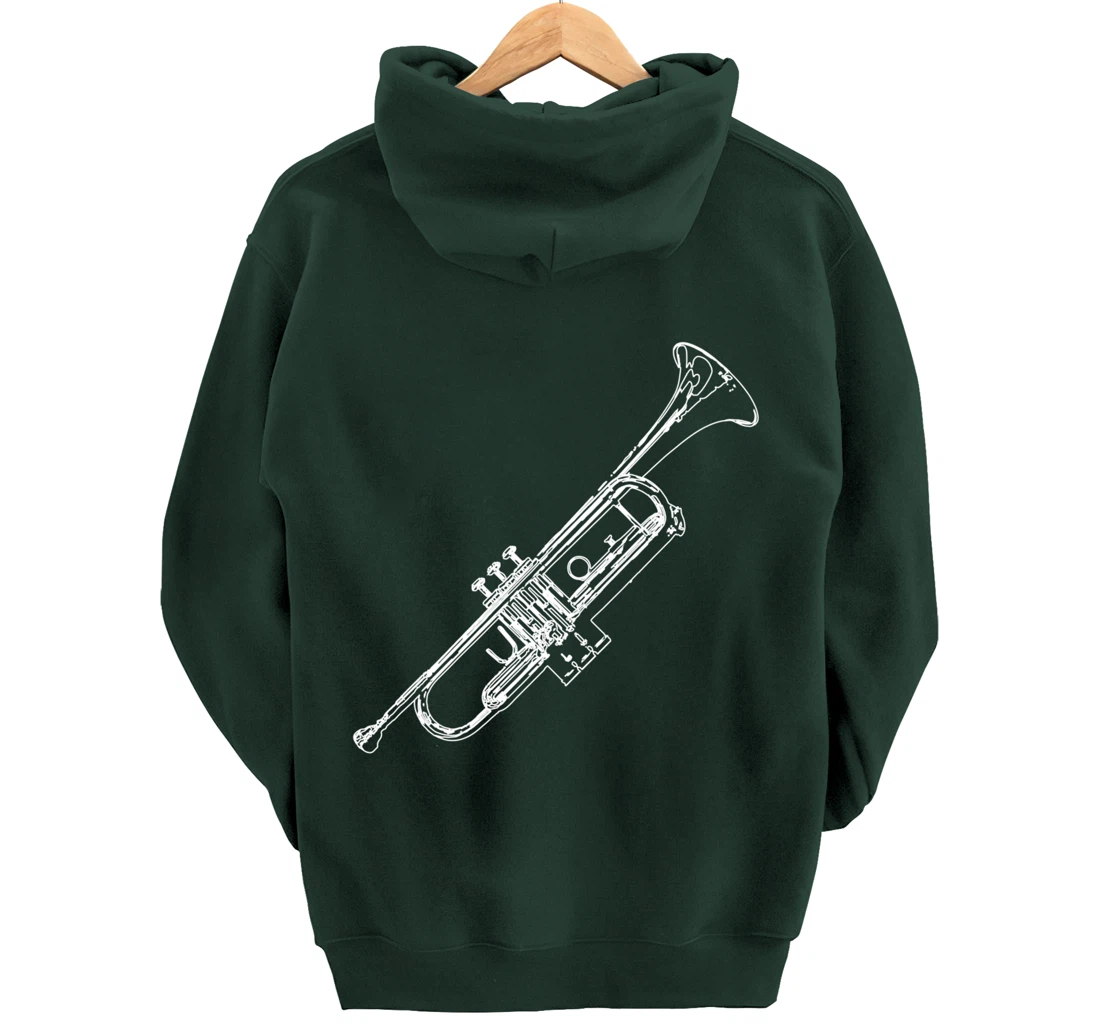 Retro Trumpet Sketch for Trumpet Player Pullover Hoodie