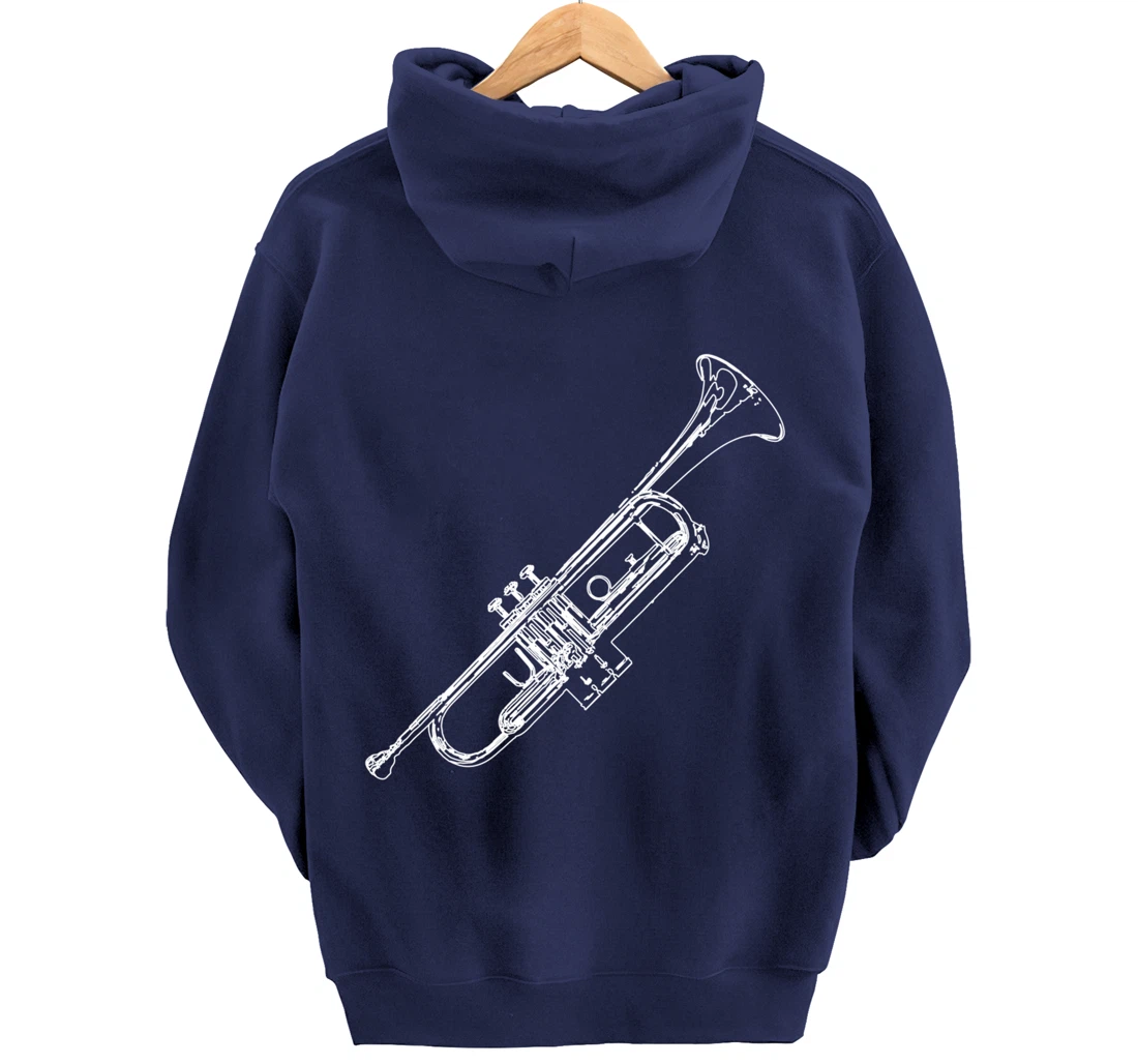 Retro Trumpet Sketch for Trumpet Player Pullover Hoodie