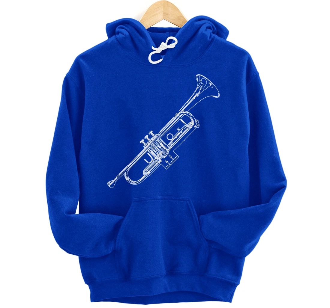 Retro Trumpet Sketch for Trumpet Player Pullover Hoodie