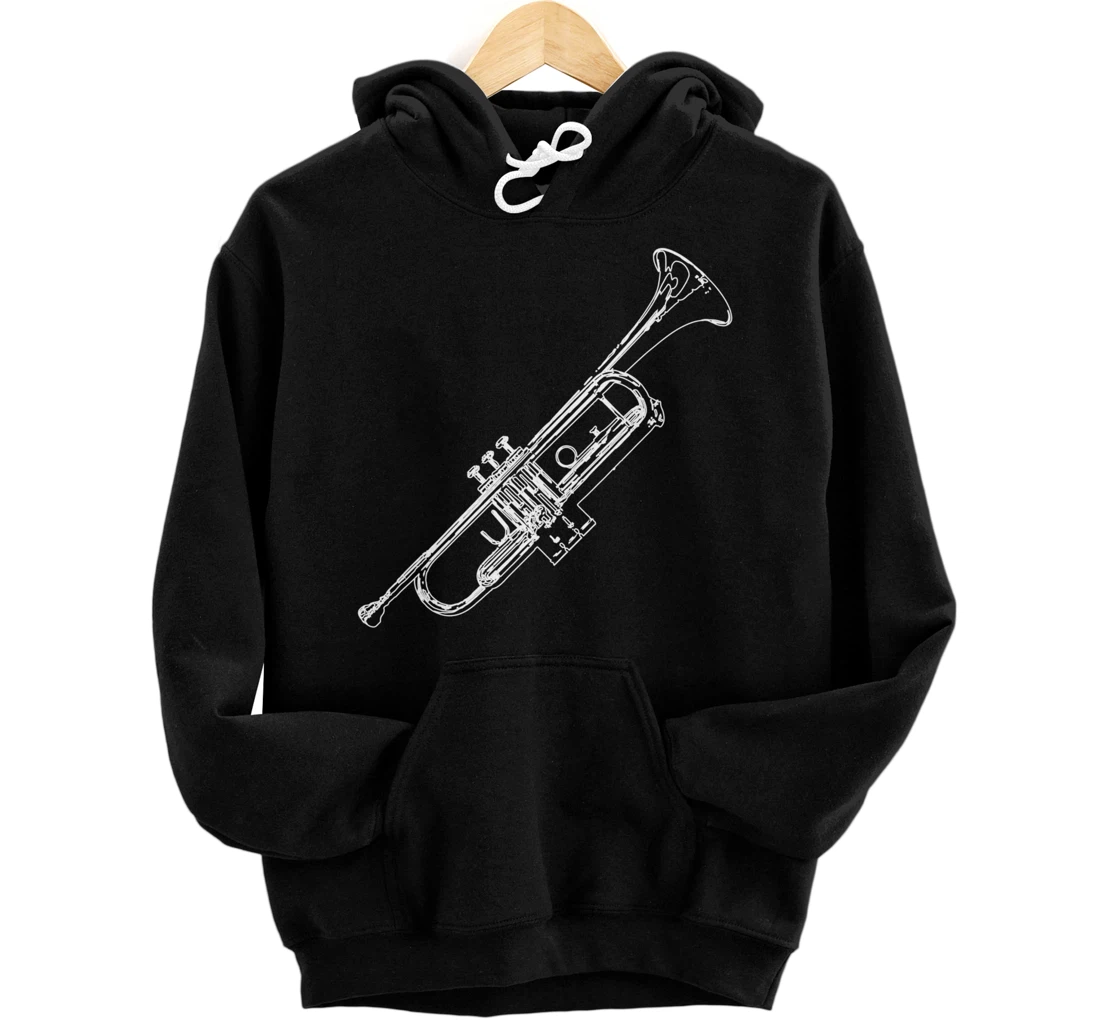 Retro Trumpet Sketch for Trumpet Player Pullover Hoodie