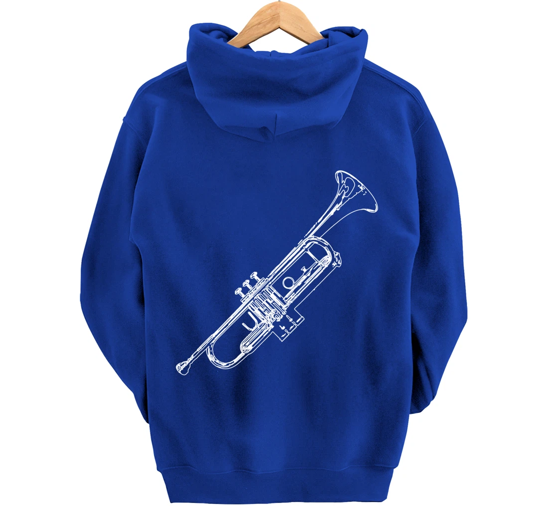 Retro Trumpet Sketch for Trumpet Player Pullover Hoodie