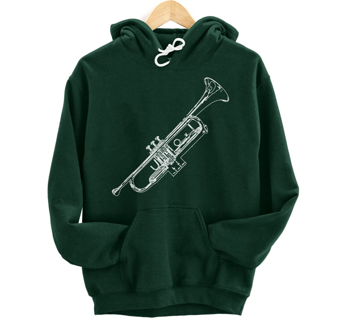 Retro Trumpet Sketch for Trumpet Player Pullover Hoodie