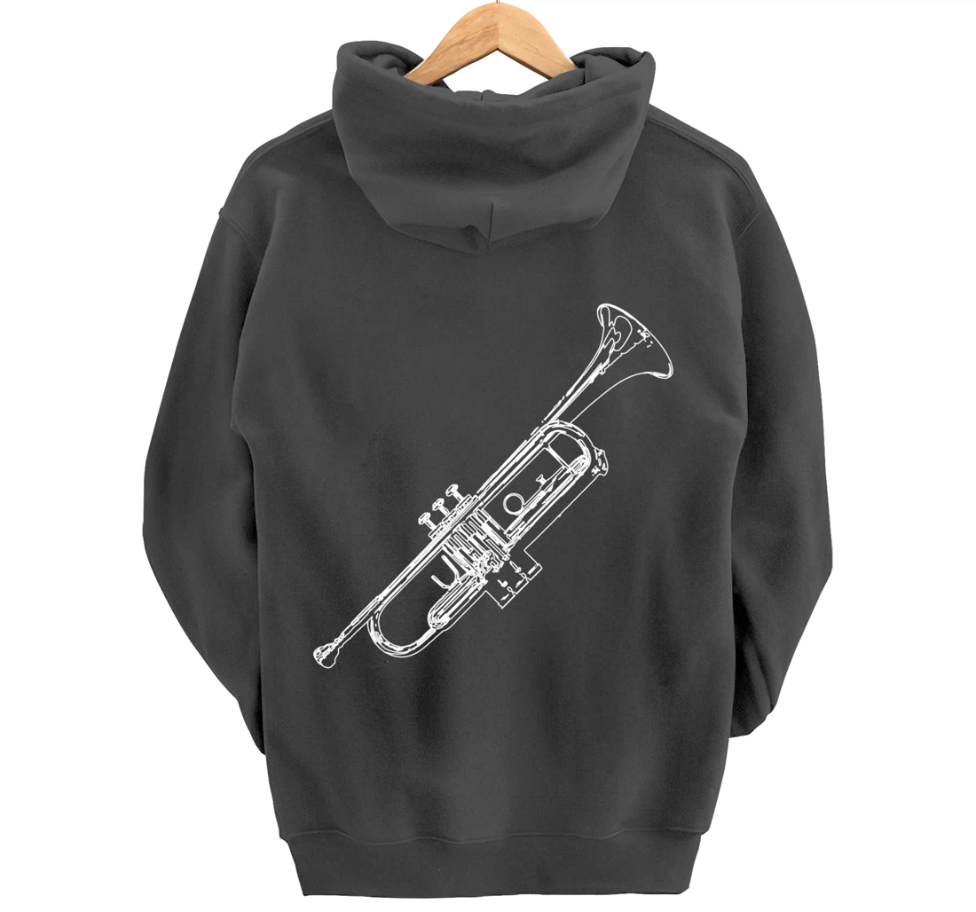 Retro Trumpet Sketch for Trumpet Player Pullover Hoodie