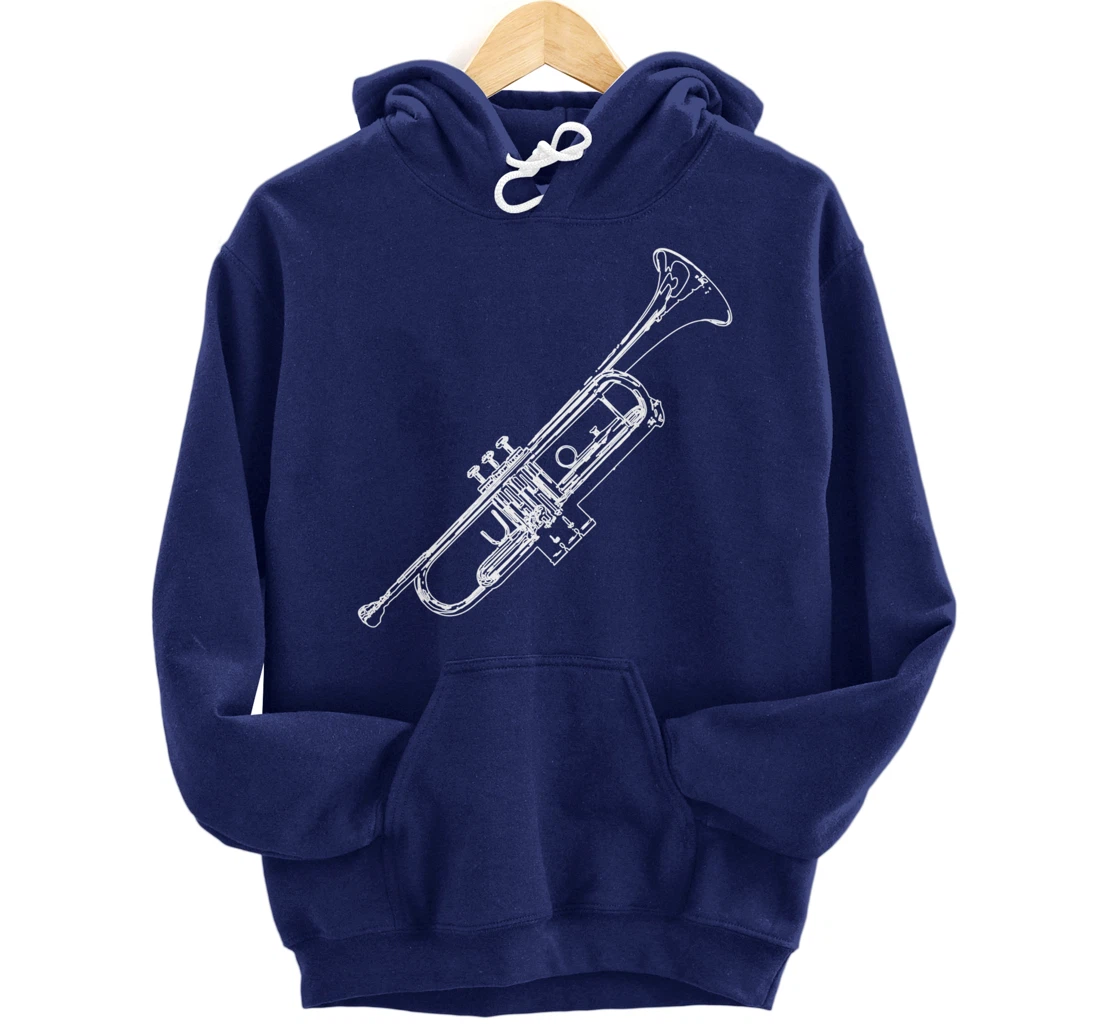 Retro Trumpet Sketch for Trumpet Player Pullover Hoodie