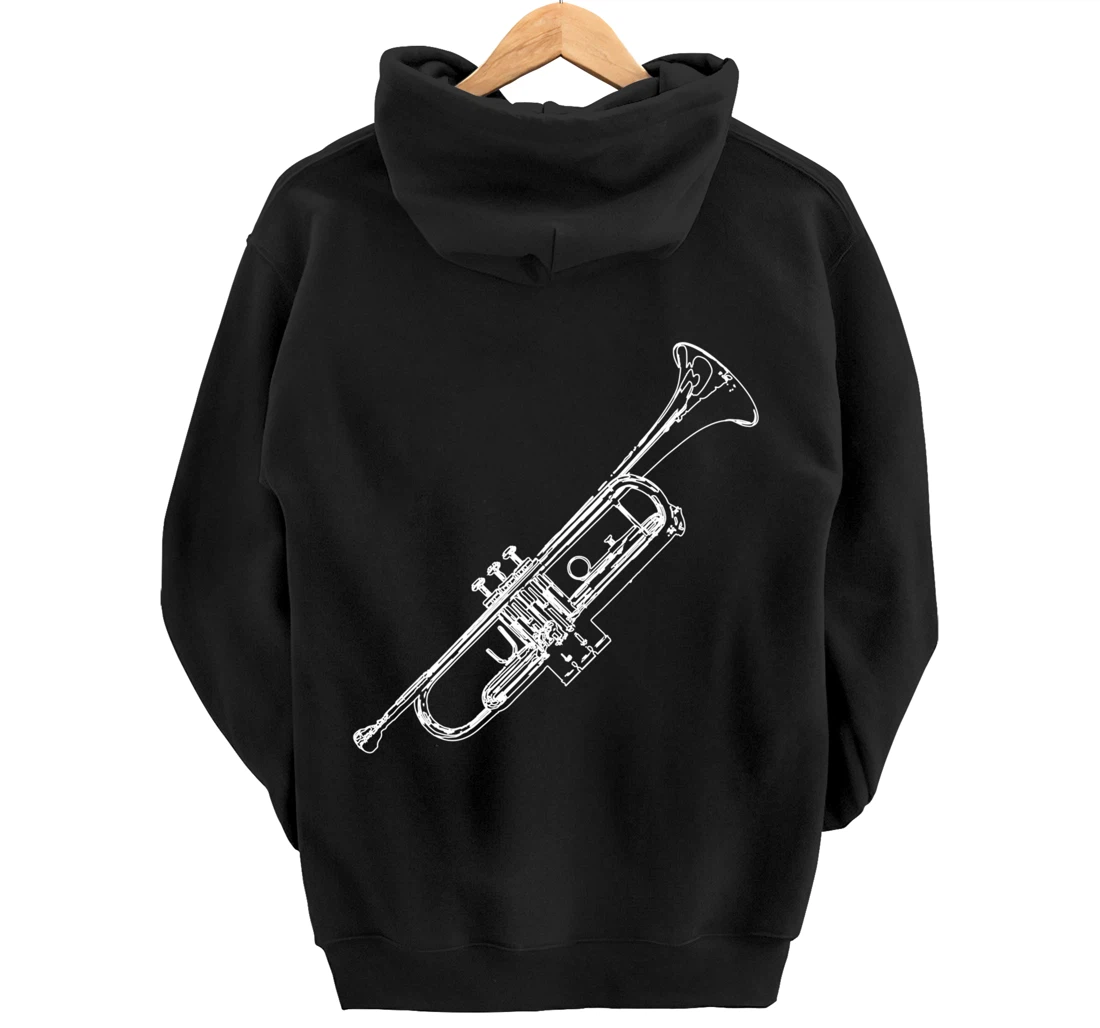 Retro Trumpet Sketch for Trumpet Player Pullover Hoodie