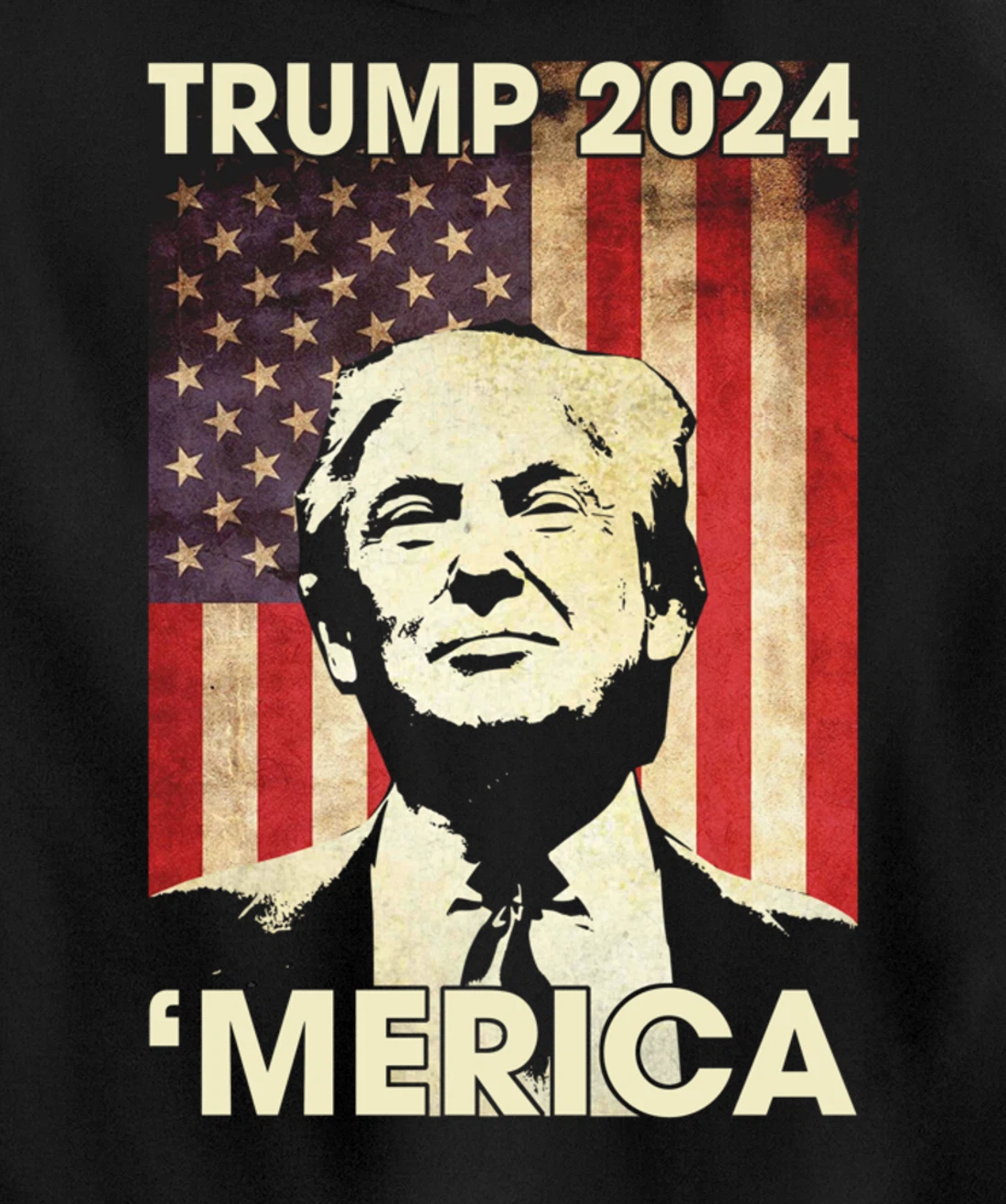 Trump 2024 Merica American Flag Murica 4th Of July Gifts Pullover Hoodie