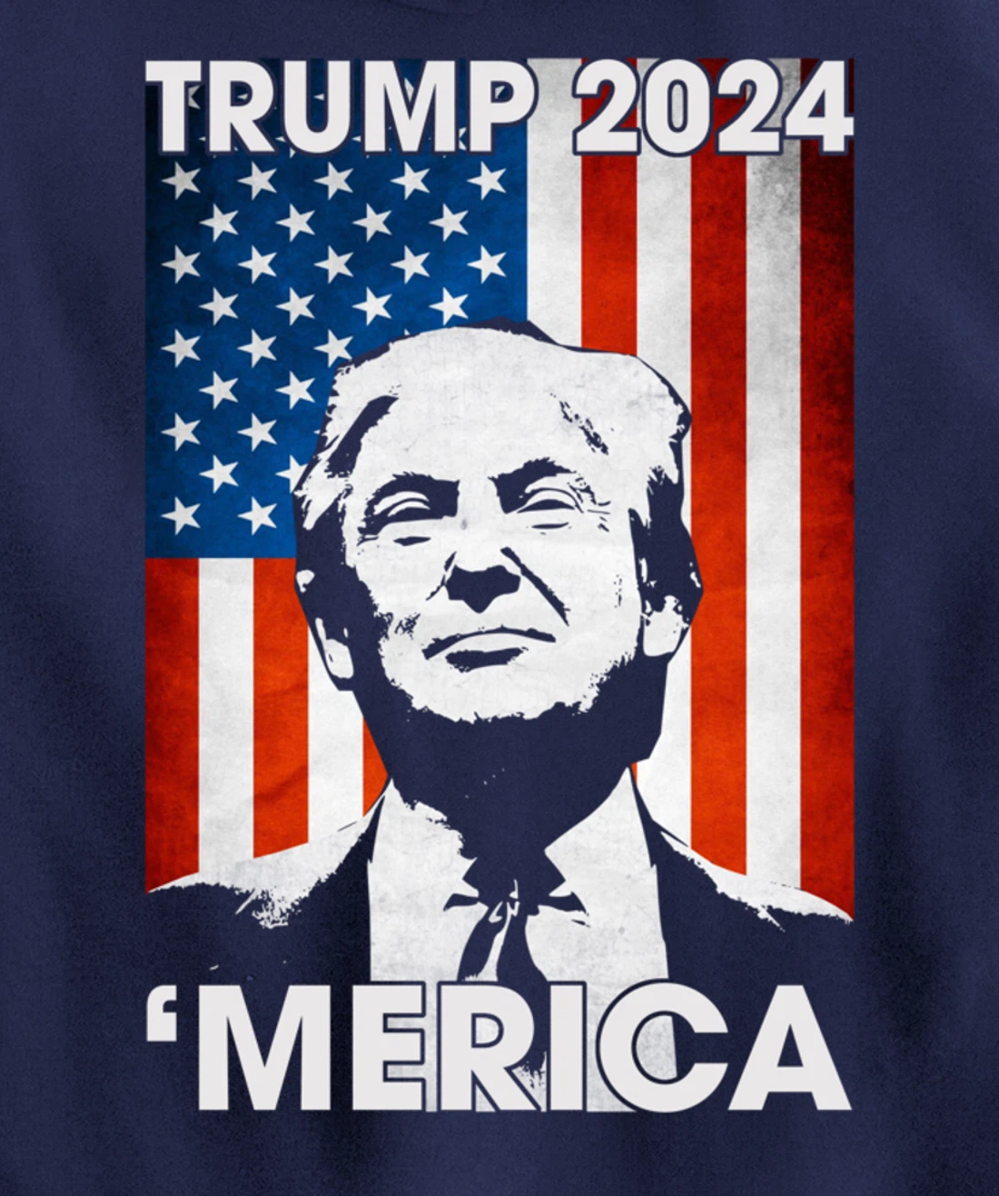 Trump 2024 Merica American Flag 4th Of July Murica Patriotic Pullover Hoodie