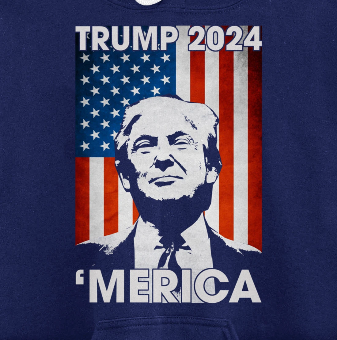 Trump 2024 Merica American Flag 4th Of July Murica Patriotic Pullover Hoodie