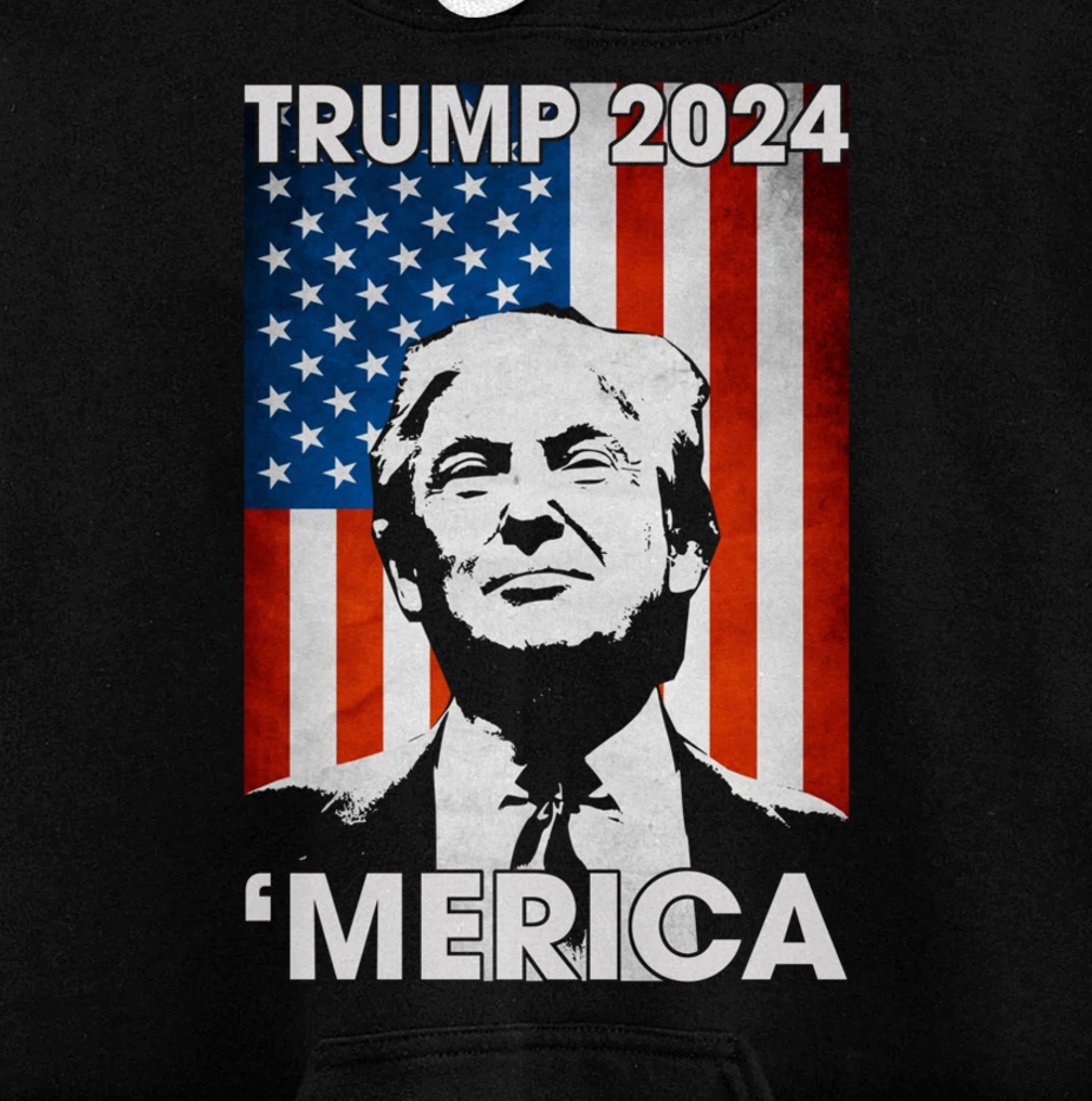 Trump 2024 Merica American Flag 4th Of July Murica Patriotic Pullover Hoodie